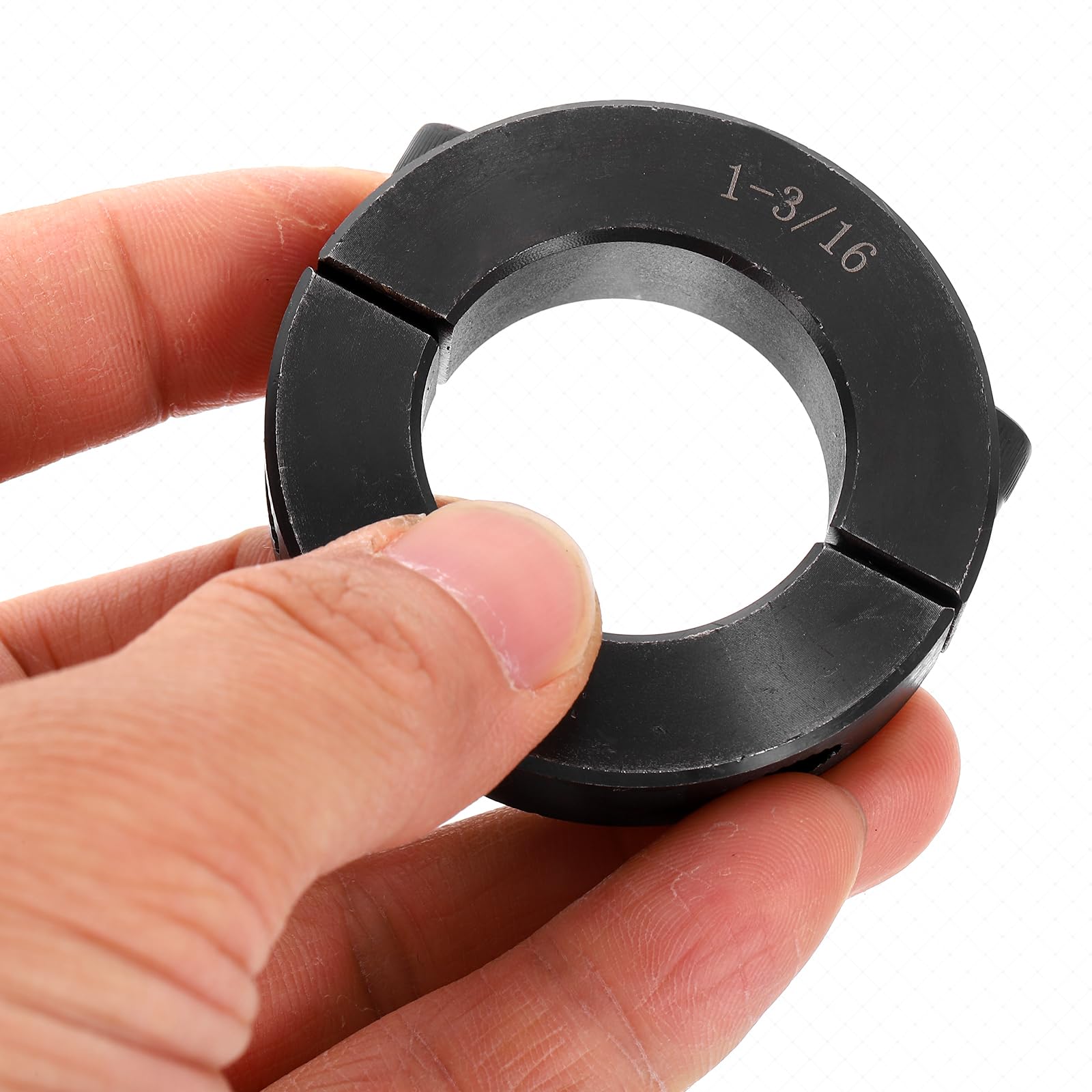 QUARKZMAN 2pcs Collar Eje Doble Dividido Para Eje 1-3/16", Collar Sujeción Dospcs, 2-1/16" DE, 1/2" Ancho, Collar Bloqueo Acero Óxido Negro, Estilo Tornillo Fijación