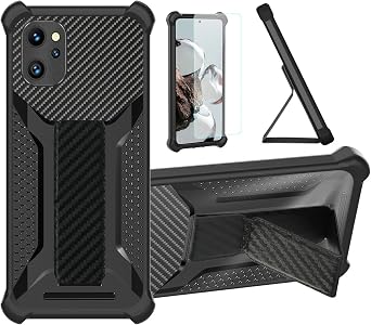 Aroepurt Case for UMIDIGI F3 5G Phone Case Stand Cover [with Tempered Glass Screen Protector] Hybrid Case [Folding Support Magnetic] [Frosted Anti-Fingerprint] Black