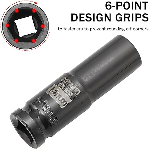 Miniatura 324 de Enchufe de impacto de 6 PT de 1/2" x 0.827 in de profundidad, CR-MO, 1/2 pulgada de accionamiento de 6 puntos para una fácil extracción