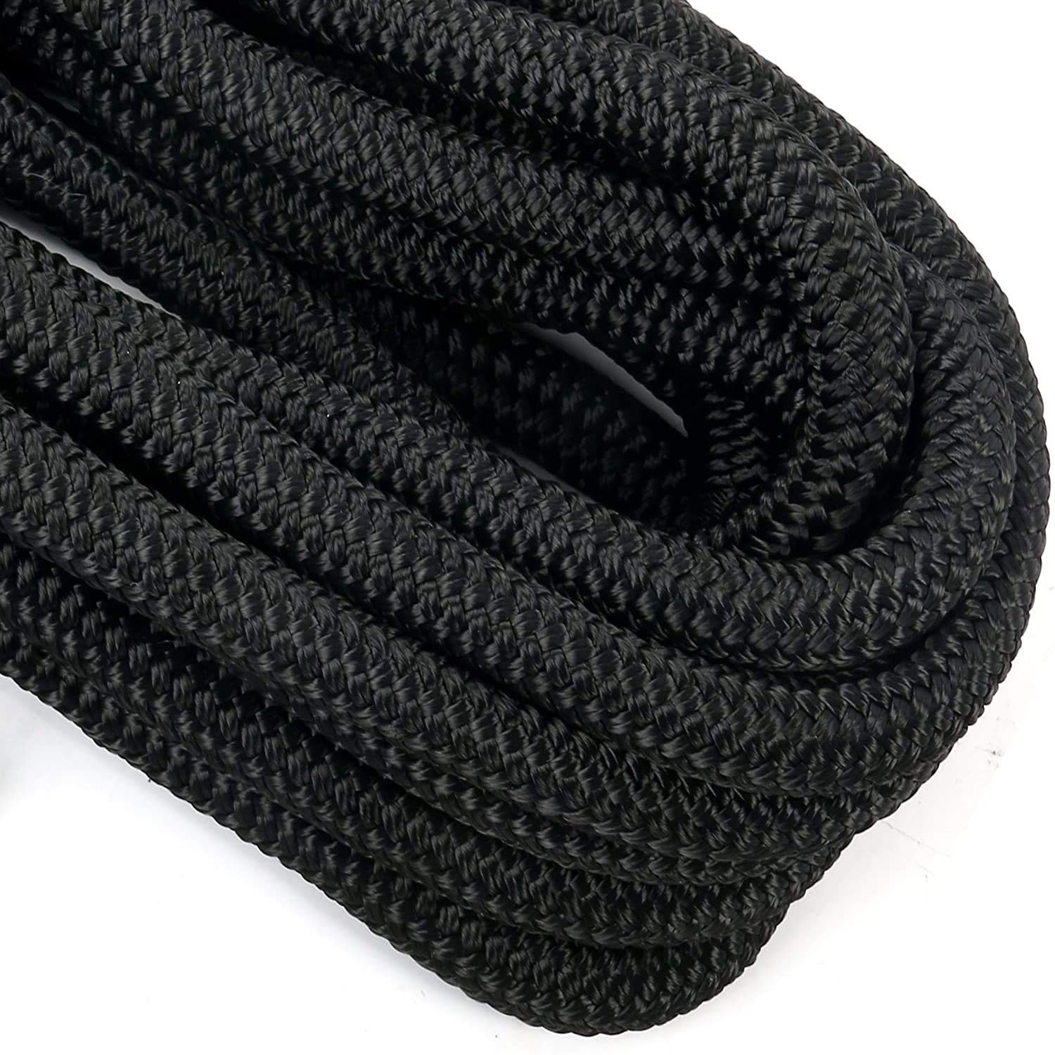 FreeTec 2-częściowa lina do łodzi łódź Fenderleine Nylon Dockline Linia cumownicza Lina Fender z oczkiem 16 mm średnica 7,6 m długości czarna