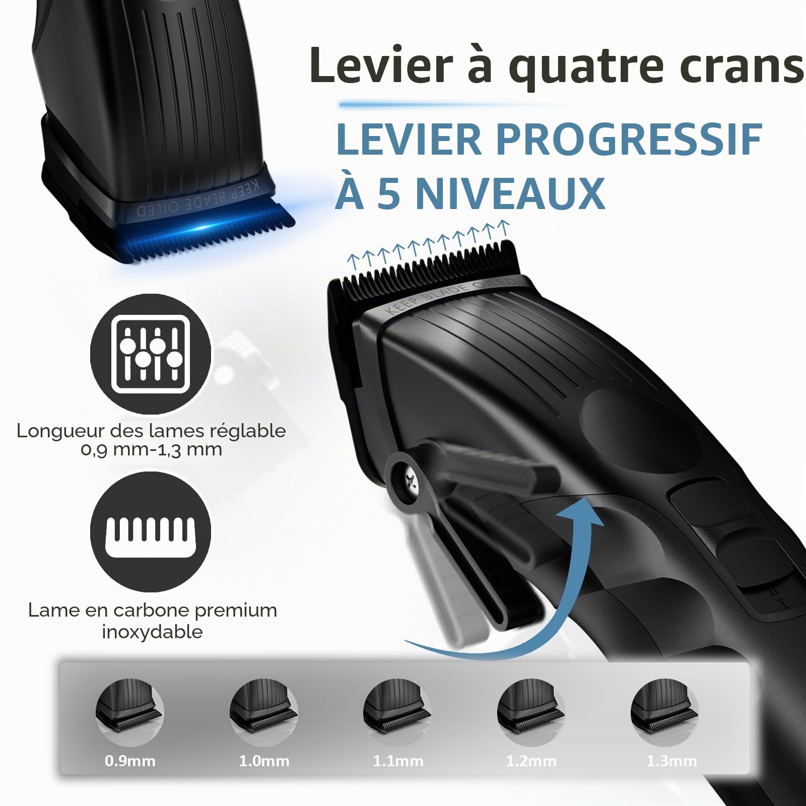 Supreme Trimmer 2Spee STC922 Tondeuse à cheveux sans fil avec lame amovible | Autonomie de 210 minutes, affichage numérique, 2 vitesses réglables | Tondeuse de barbier professionnelle avec peignes de