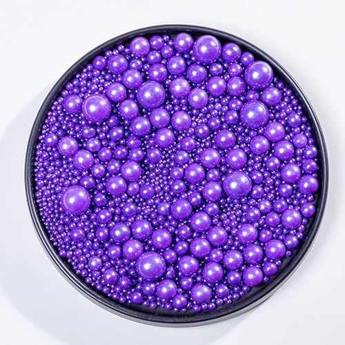 Miniatura 5 de Gránulos de perlas moradas, chispas para pasteles, chispas de galletas, perlas de azúcar, perlas de caramelo comestibles, 4.59 oz, 4.6 onzas, para