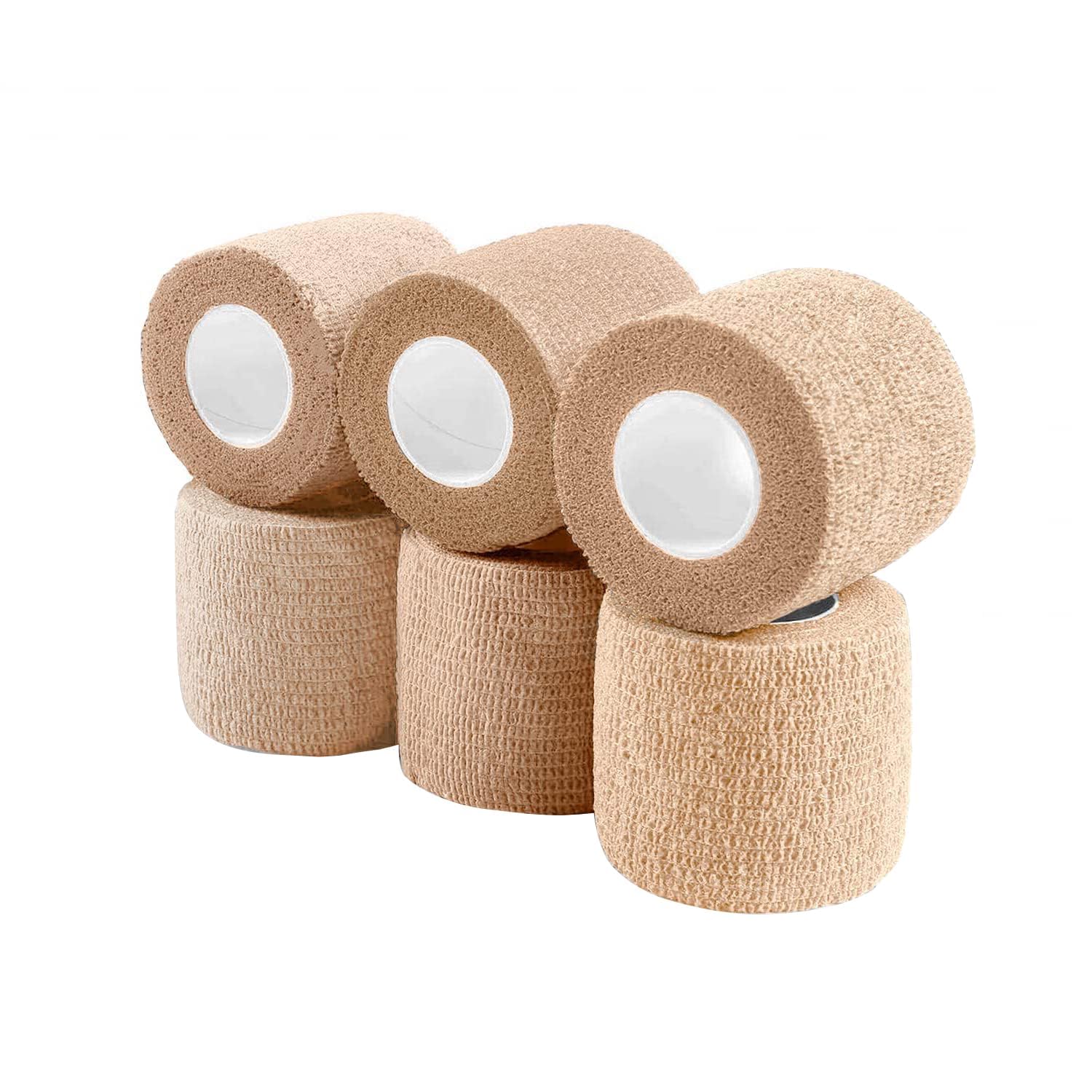 WePet Pet Wrap, Self-Adhesive, Only Sticks to Itself, Non-Woven Tape for Dog Legs, Paws, Wounds, First Aid Cohesive Gauze for Horse, Cat, Bird, Animal, 6 Rolls, 2 Inch, Solid Color