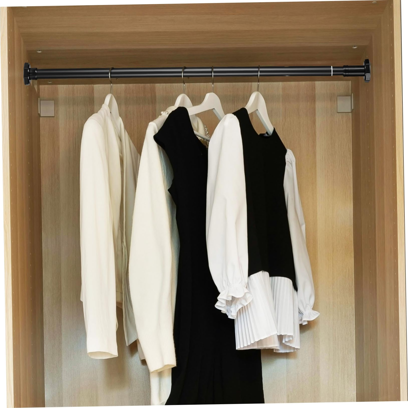 Tringle à Vêtements Extensible Noire en Acier Inoxydable 110-200 Cm
