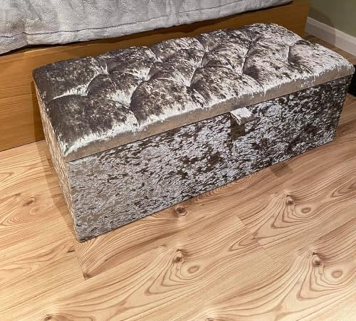 luxisleepltd Crushed Velvet Storage Ottoman Bench Footrest, for Living Room and Bedroom,Black,Cream,Silver (Brown, L101cm,D45cm,H35cm)