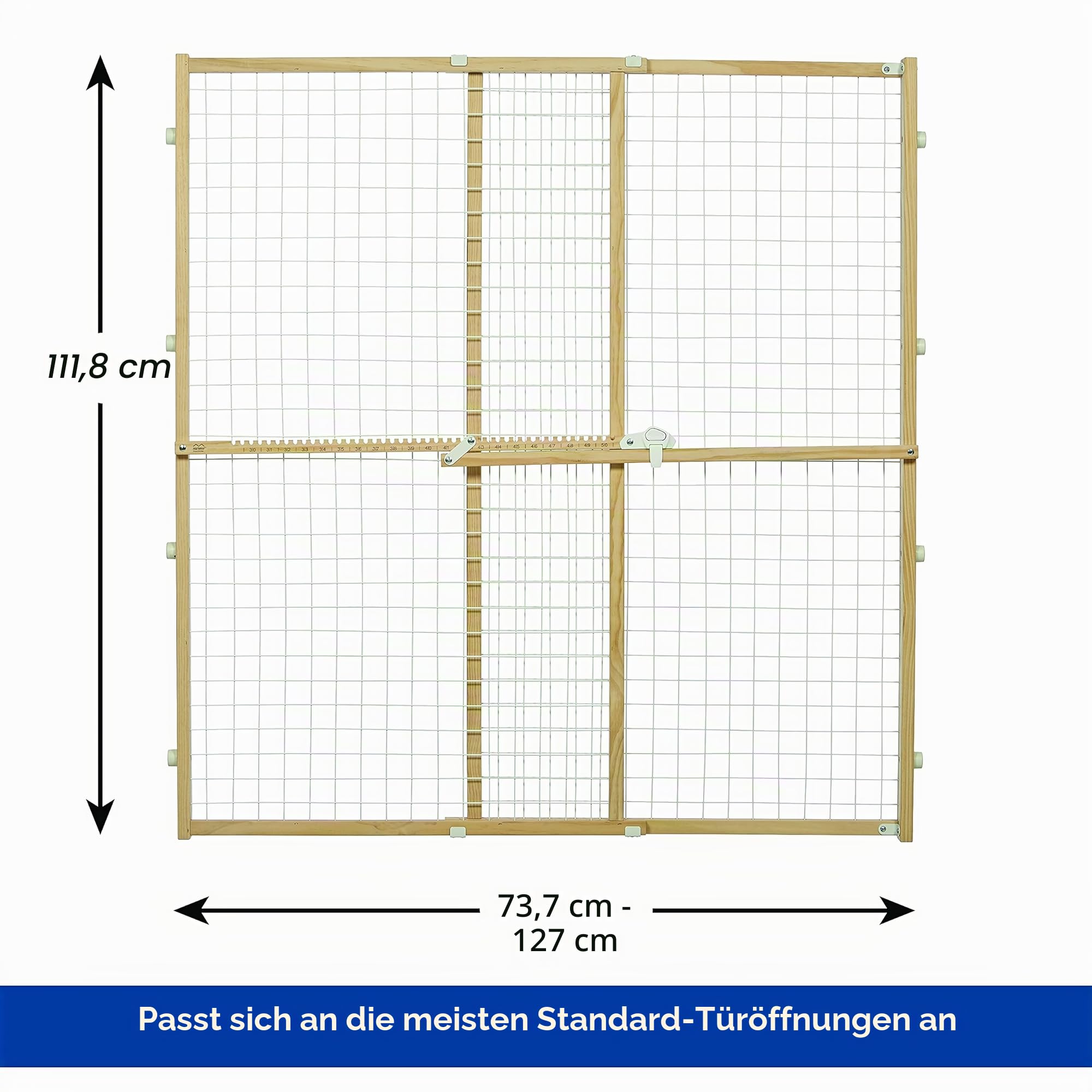 MidWest Homes for Pets - Hundeschutzgitter, Drahtgitter für Haustiere, ausziehbar, 73,6 bis 127 cm breit, 111,7 cm hoch, Holz, pulverbeschichteter Draht