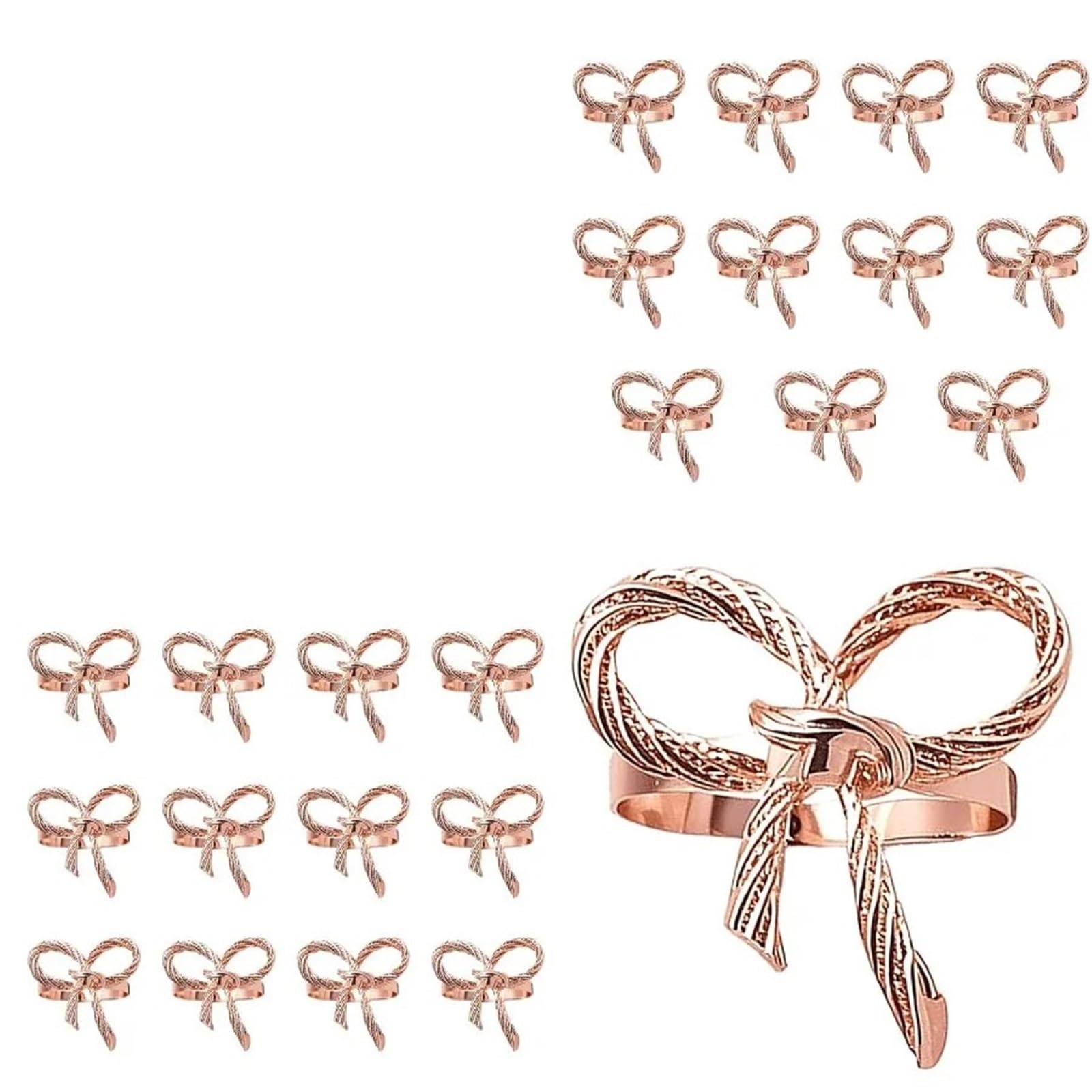 Ronds de Serviette Ensemble 24 Ronds en Or Rose Porte-Serviettes métal Vrac