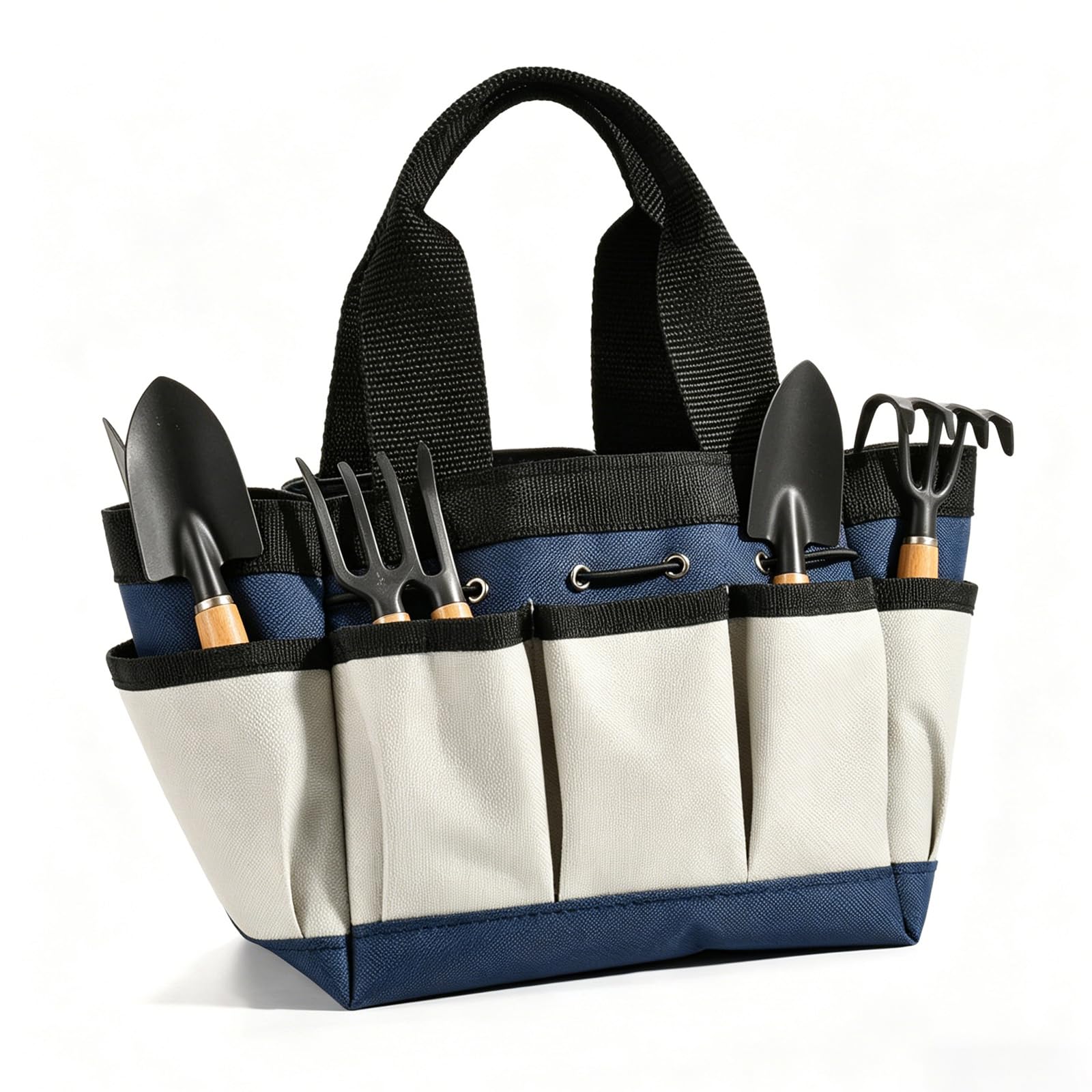 Garden Tool Bag, Gardening Tool Tote Storage Bag with 8 Pocket, Multi-Purpose Small Home Tools Organizer Garden Gifts for Women (18x16x14cm, Blue)