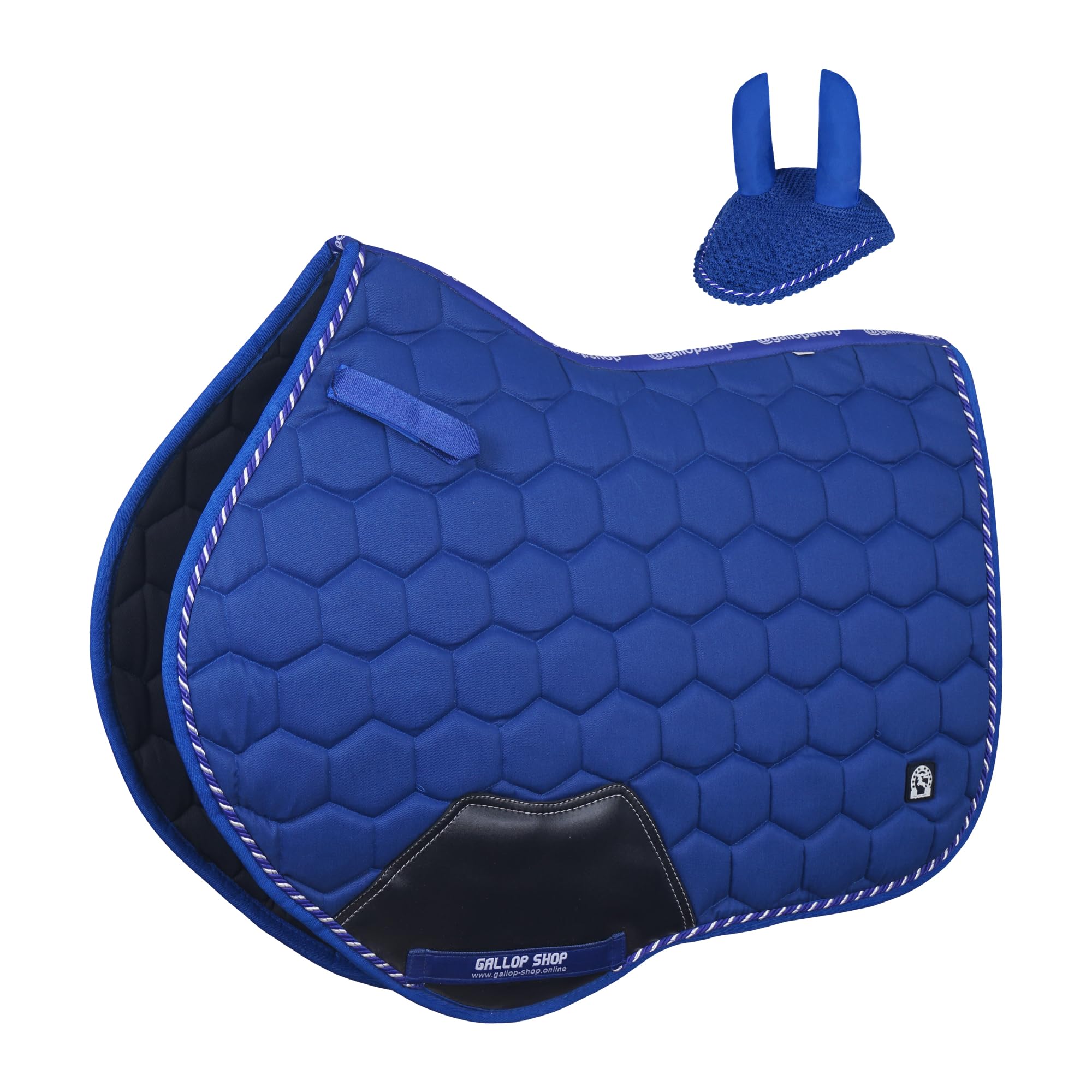 Gallop Shop Close Contact Saddle Pad with Matching Ear Bonnet / Horse Pad / Horse Saddle Pad (Royal Blue, Cob/Pony)