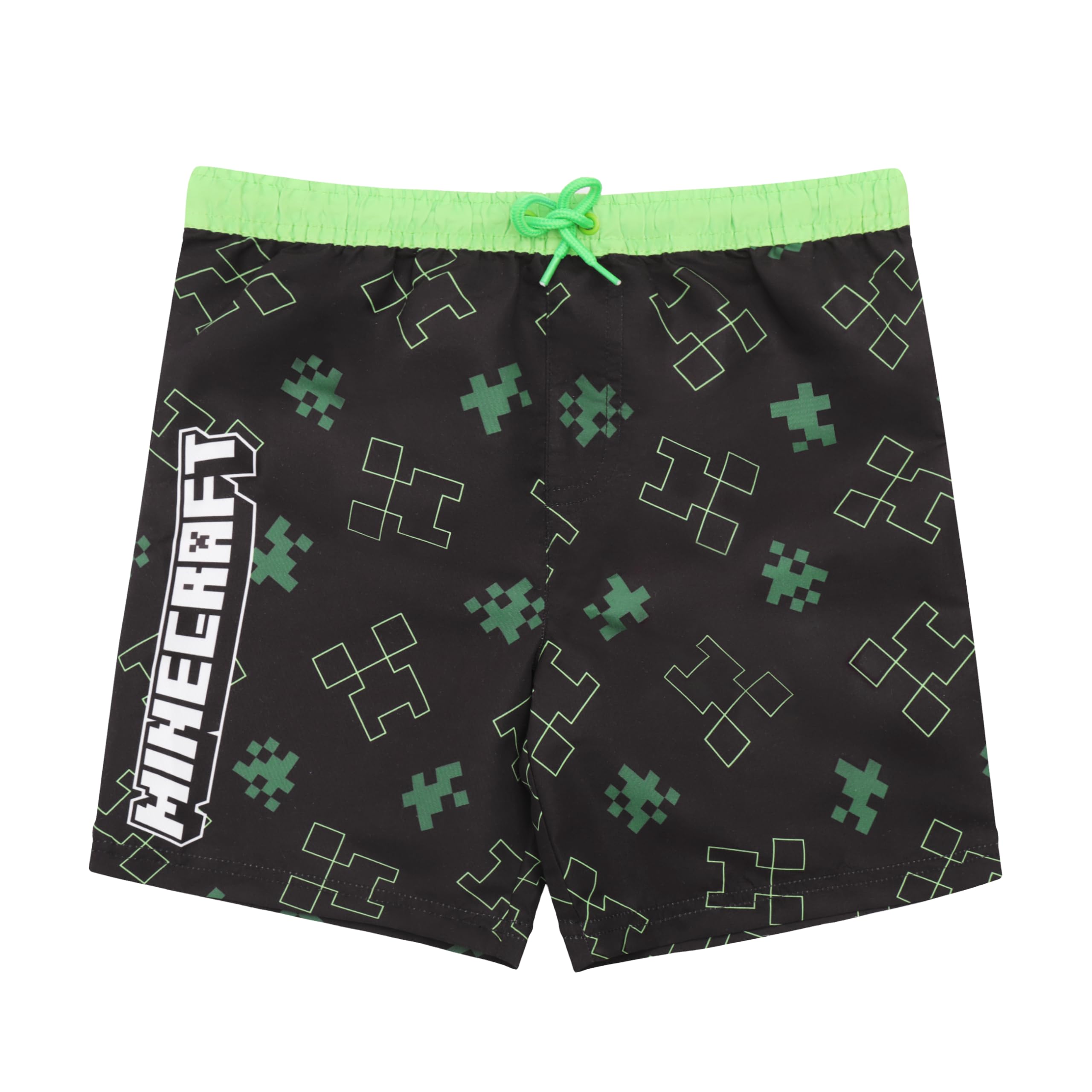 Minecraft Boys' Creeper Swimming Shorts, green-black, 128
