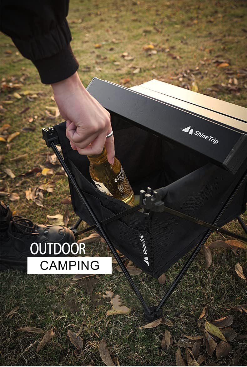 UNISTRENGH Portable Camping Table with Carrying Bag Lightweight Aluminum Alloy Foldable Tabletop for Outdoor Hunting Cooking Picnic BBQ (Medium-22.05''L x15.94''W x18.31''H, Black with Storage Bag)