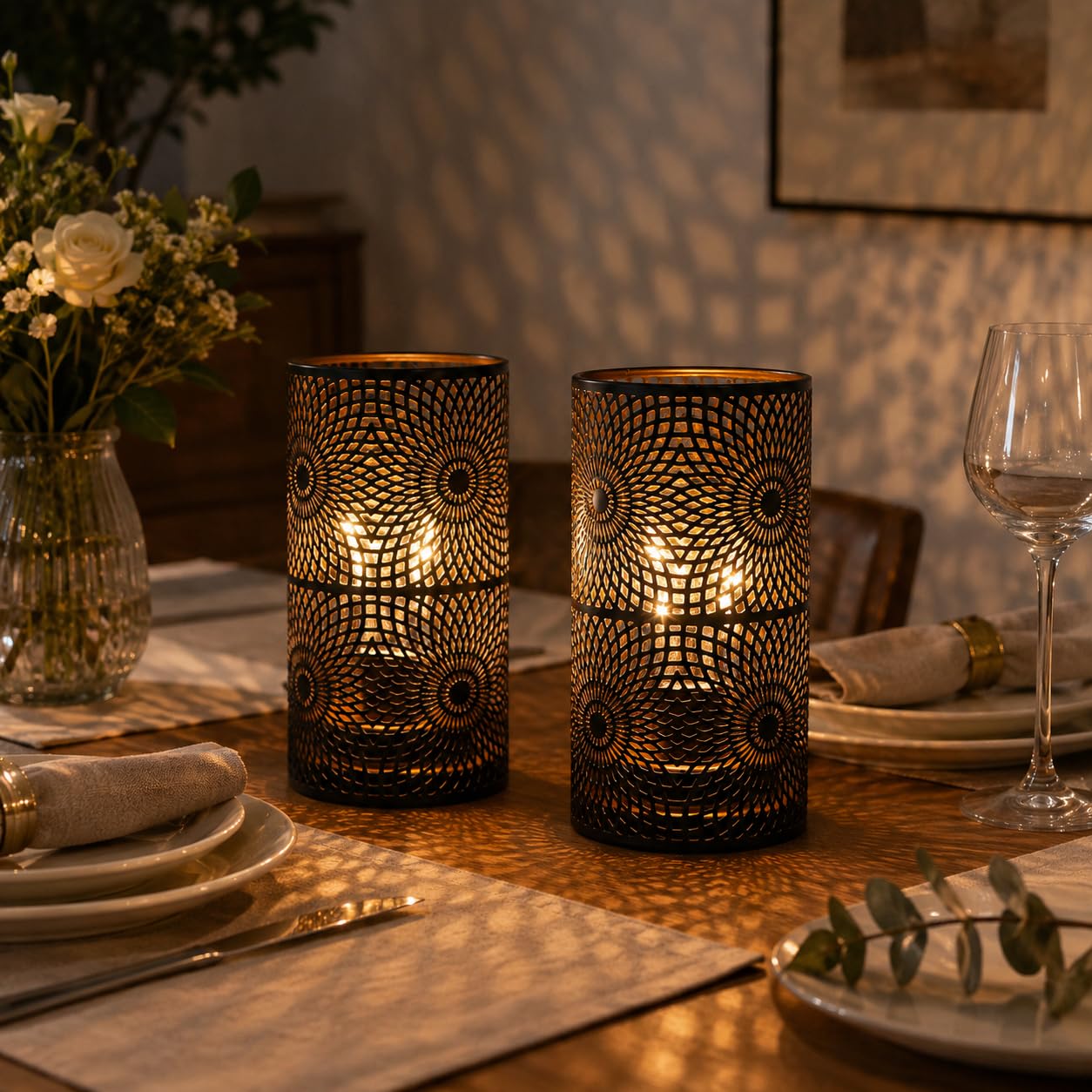 JHY DESIGN Set di 2 Lampada da Tavolo in Metallo Nero D'accento Senza Fili Alimentata a Batteria Con Lampadina Stile Edison Funzionamento a Ideale per Matrimoni Feste Patio Eventi