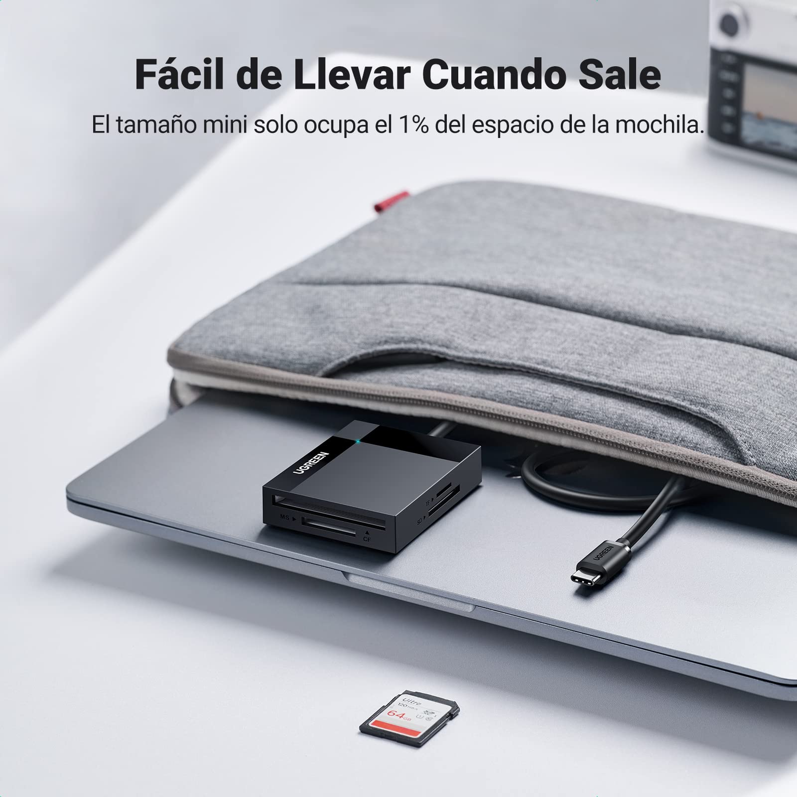 UGREEN USB C Lector de Tarjetas SD Micro SD CF MS 4 en 1 Adaptador Tarjeta de Memoria Compact Flash Card Reader Compatible con iPhone 17 Pro MAX Air MacBook iPad Air Galaxy S23