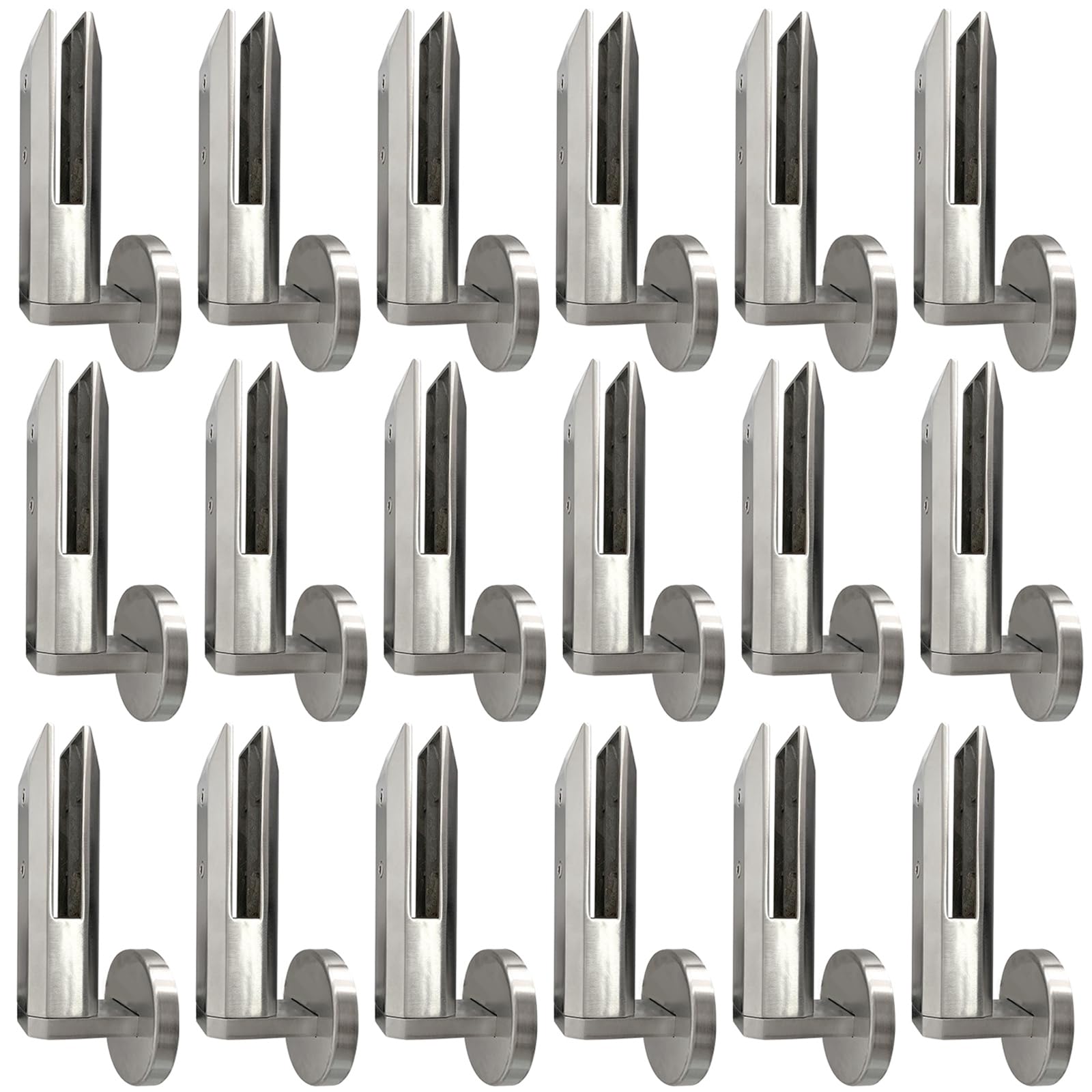 Espiga de barandilla de Vidrio de Montaje Lateral de Acero Inoxidable 304, Abrazadera Resistente a la corrosión para Paneles de 10-12,7 mm (3/8"-1/2"),Plata,18 Pack