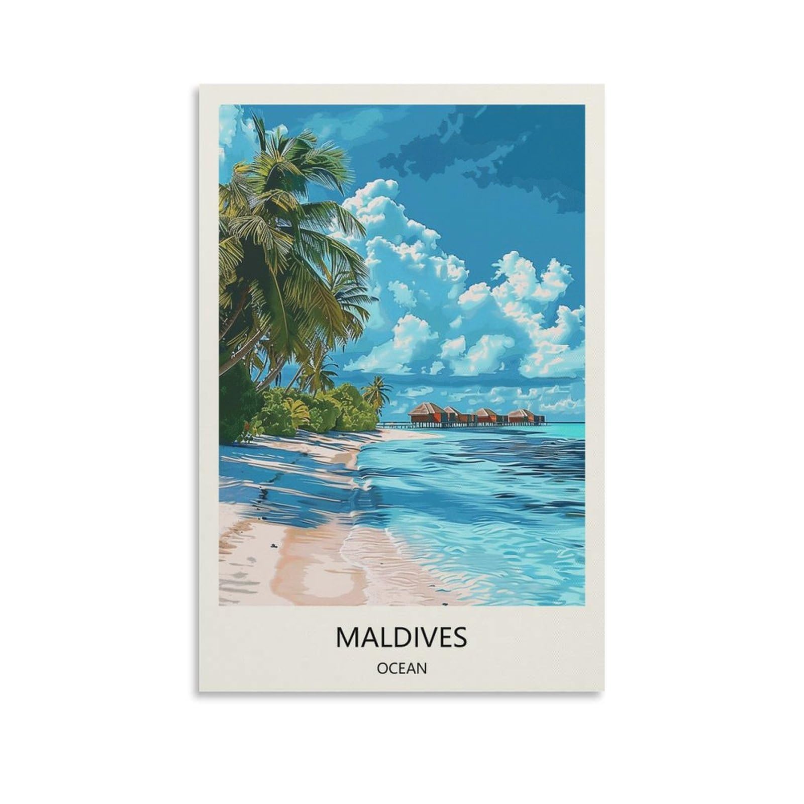 YJNENG Canvas Art Picture Maldives Indian Ocean Wall Decor Art Painting Posters Modern Family Decorative Poster 20x30inch(50x75cm)