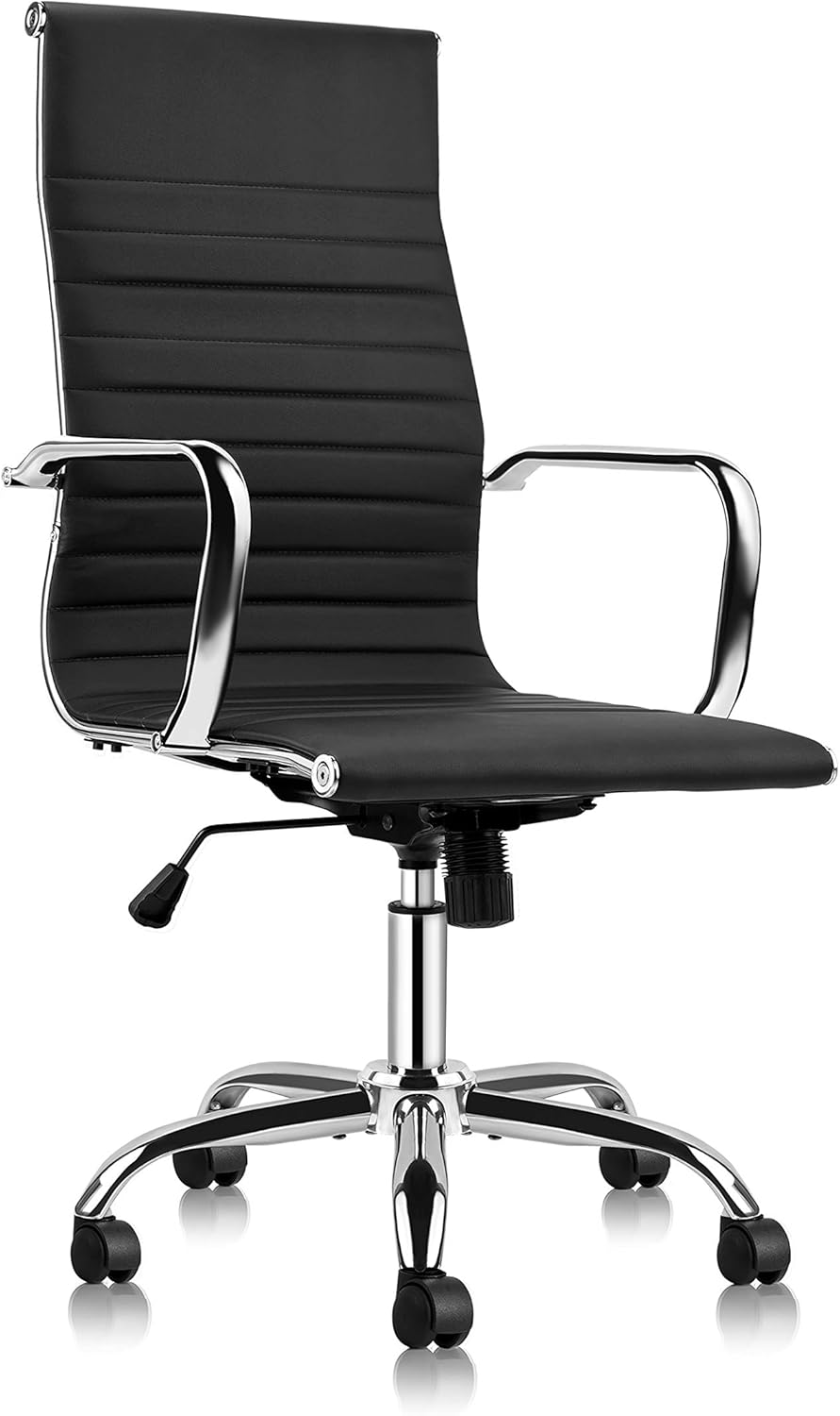 Mastery Mart High Back Office Chair, Ribbed Soft Upholstery Task Chair, Management Swivel Chair