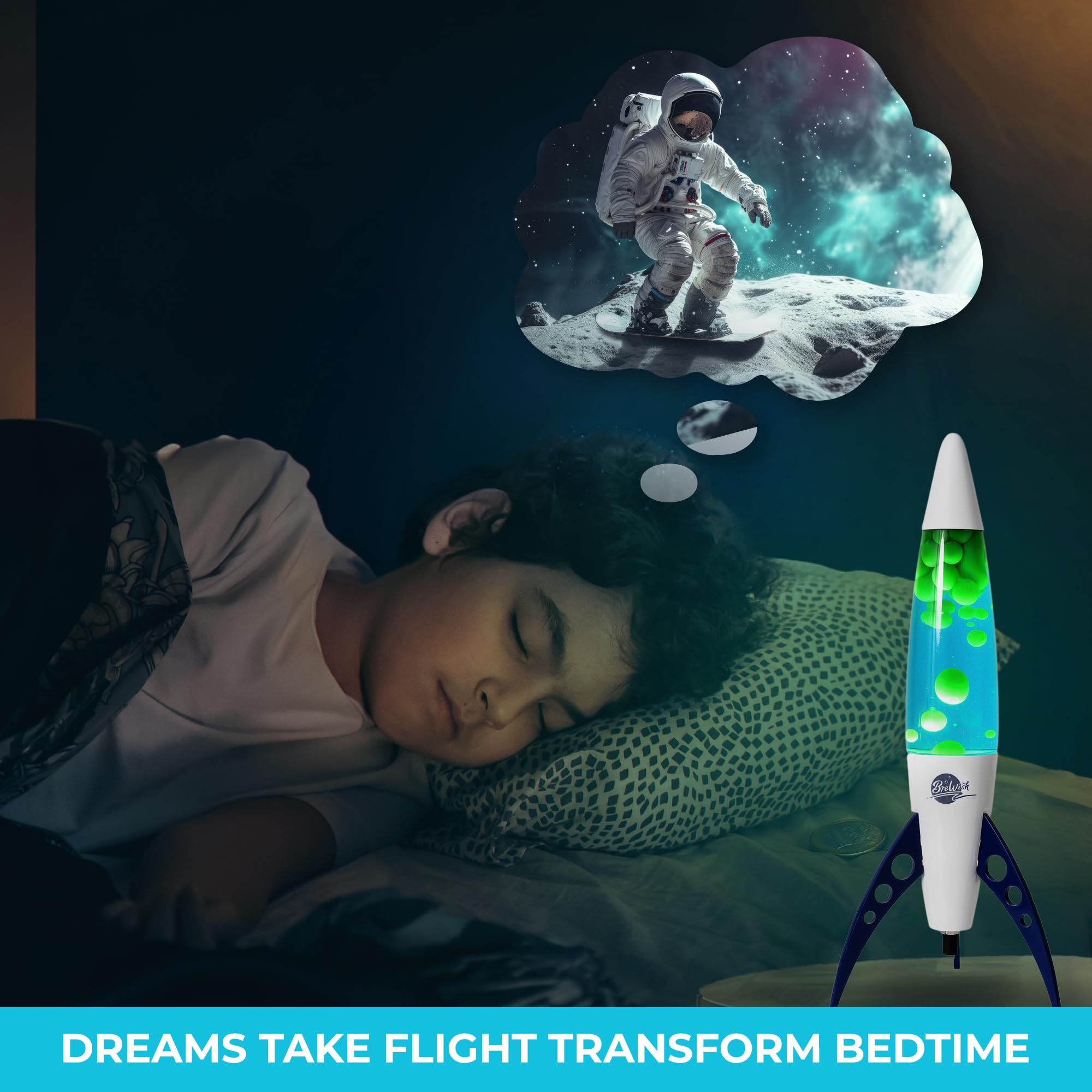 Lámpara de movimiento líquido | Lámpara de magma con cera verde líquida azul | Lámparas de cohete inspiradas en el espacio para niños, adultos | Luz nocturna | Cosas geniales para el hogar 5