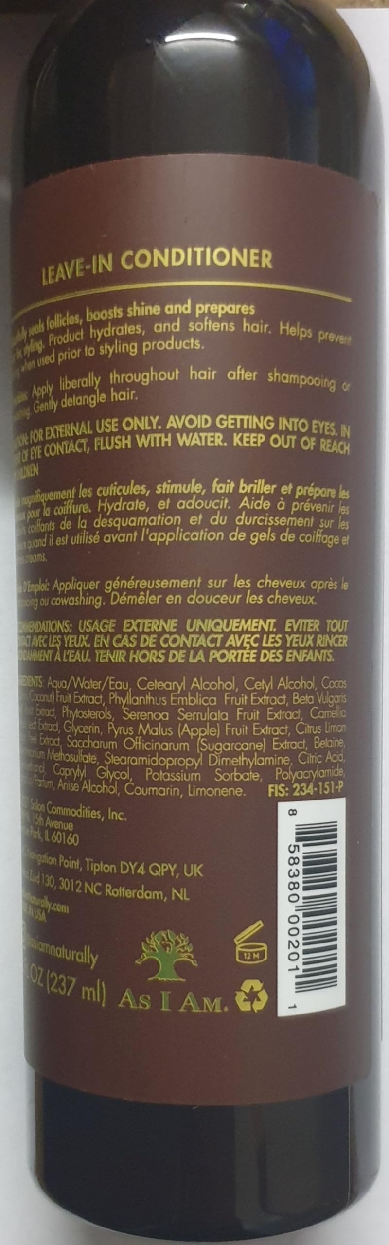 As I Am Naturally - Lot de 3 soins capillaires - cowash à la coco 454 g/après-shampoing sans rinçage 237 ml/crème hydratante DoubleButter 227 g