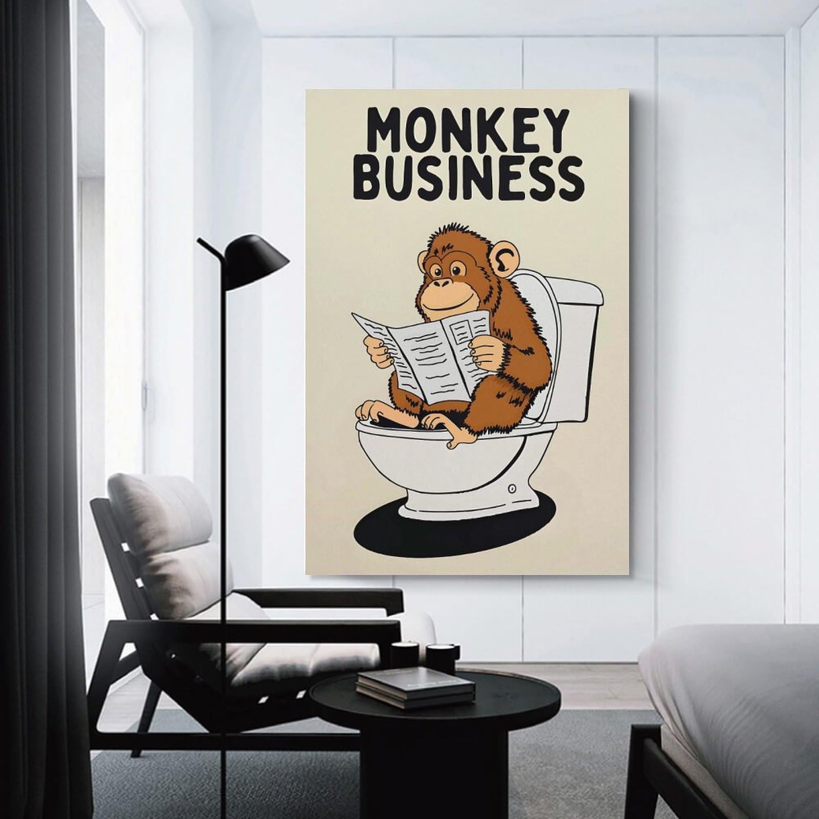 Junmoney Unframe-Style-24-1 Monkey Business Cartoon Canvas Art Print 24X36inch(60X90cm), For Gallery Wall Layouts In Home Or Office, Decorative Artwork With Flexible Styling