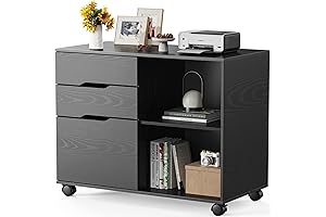 Sweetcrispy 3-Drawer File Cabinet Black