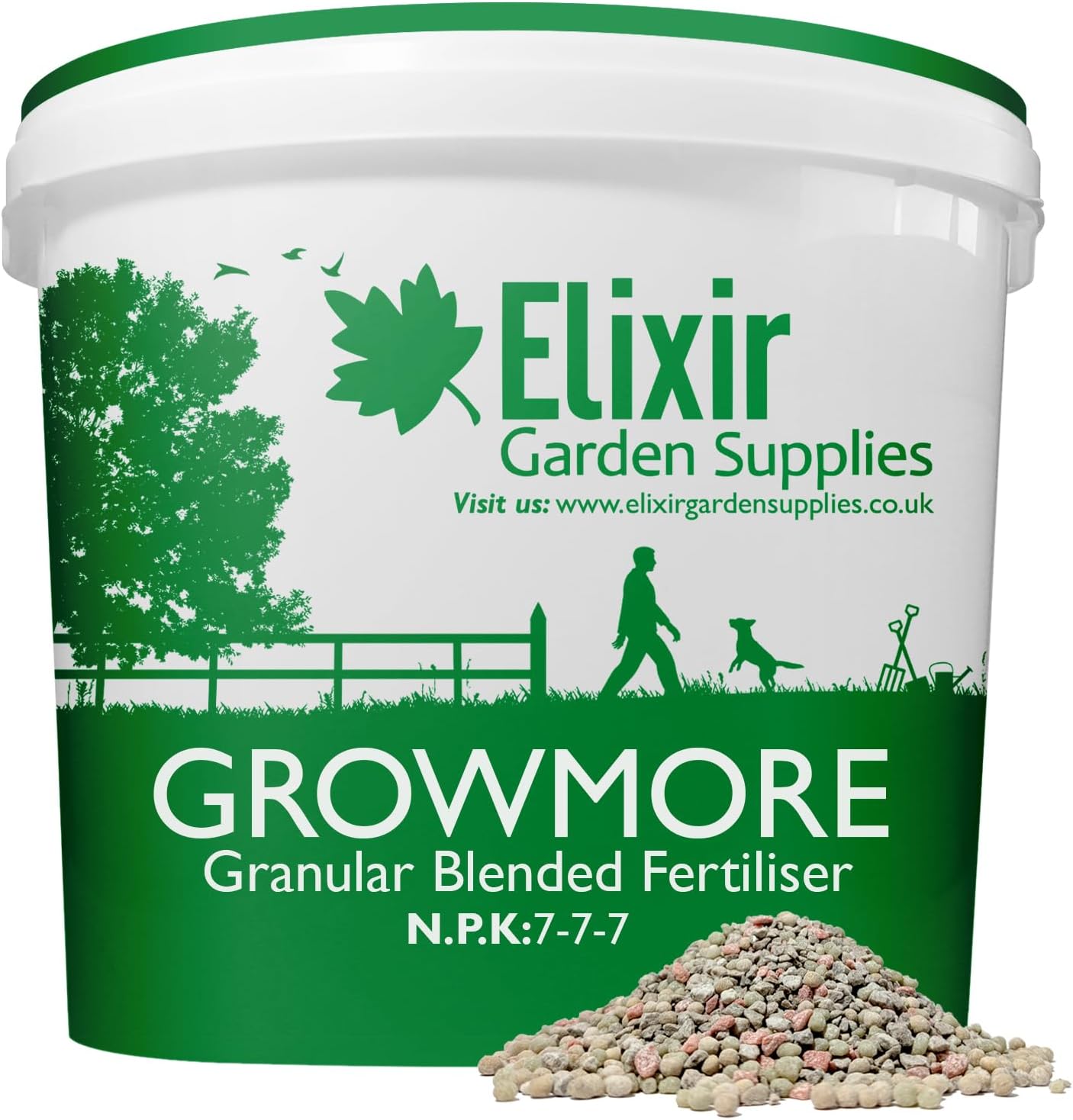 Elixir Gardens Growmore 7-7-7 Special Blend All Round General Purpose Fertiliser | 10kg Tub | Treats 200 sq.m
