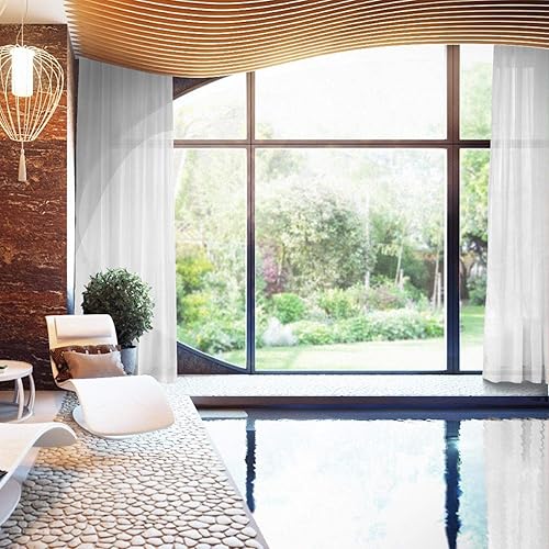 Miniatura 7 de Drapifytex Cortina plisada de color blanco transparente de 50.0 in de ancho y 79.9 in de largo para sala de estar (1 panel).