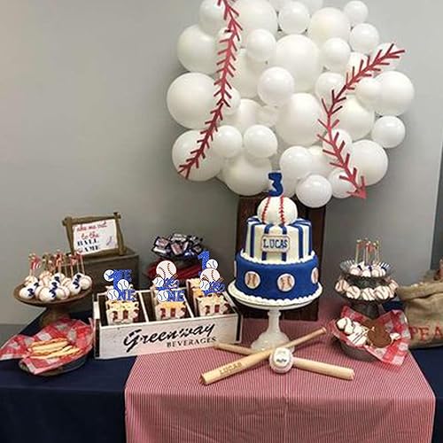 Miniatura 7 de Rsstarxi Paquete de 24 adornos para cupcakes de béisbol con purpurina para primer cumpleaños, decoración para cupcakes, temática deportiva, baby