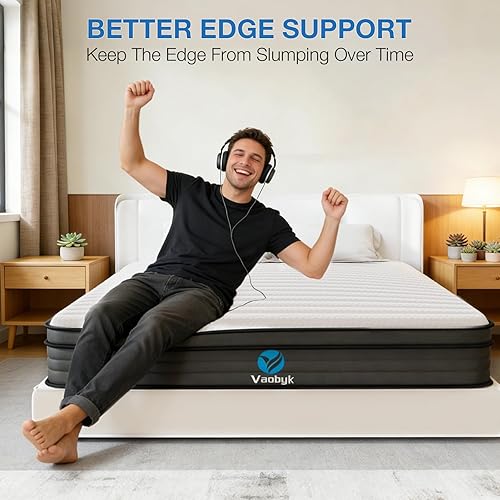 Miniatura 6 de Colchón Queen híbrido de espuma viscoelástica de 10 pulgadas en una caja, colchón de resortes individuales para sueño silencioso, alivio de presión