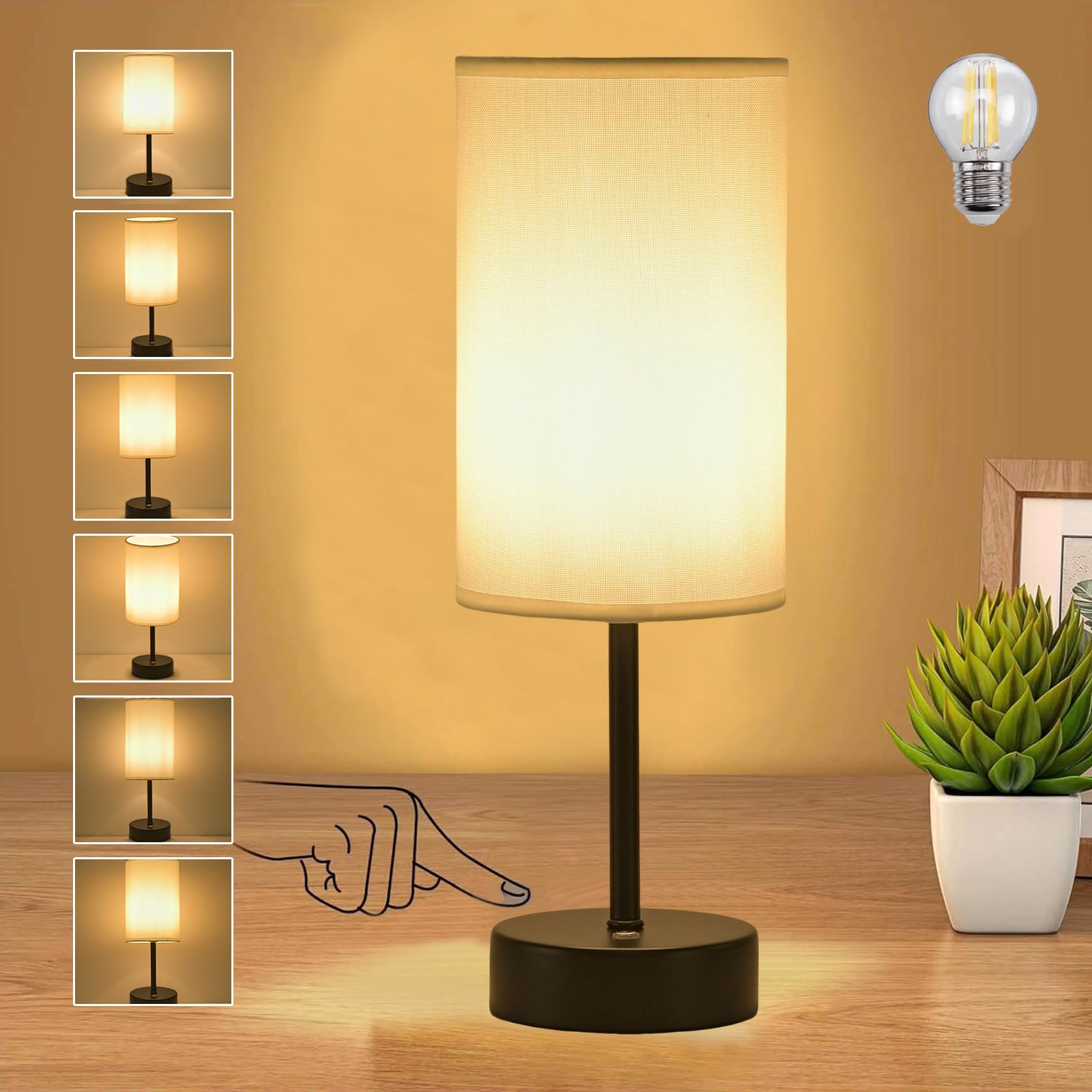Yoizo Black Cordless Table Lamp 5000Mah Rechargeable | Battery Operated Lamps With Brightness Memory, Stepless Dimmable, Portable Touch Control Bedside Lamp For Home/Bedroom/Indoor-Outdoor (Black)
