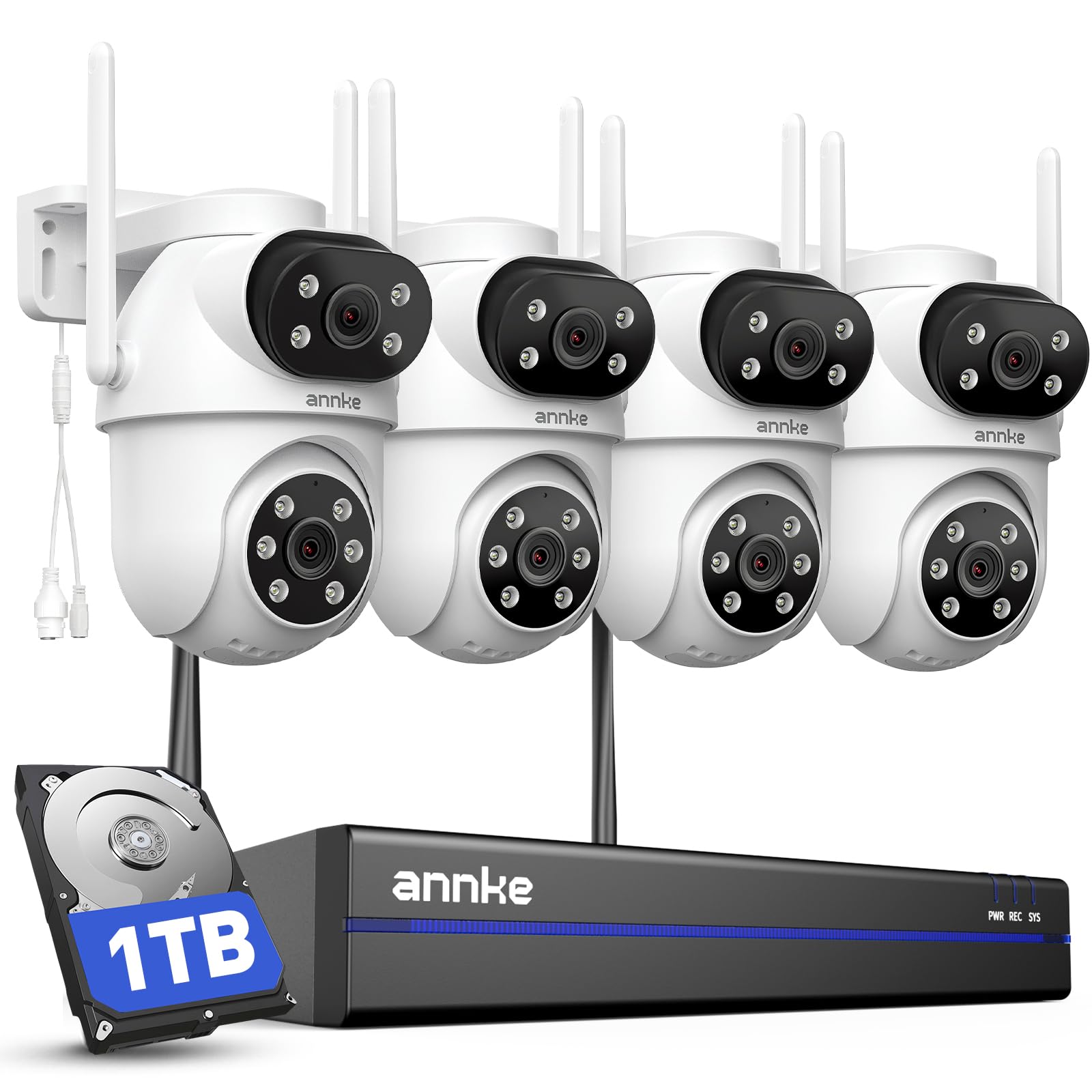 ANNKE 4MP Kit Caméra Surveillance WiFi Extérieure, 10CH 4K NVR et 1TB HDD
