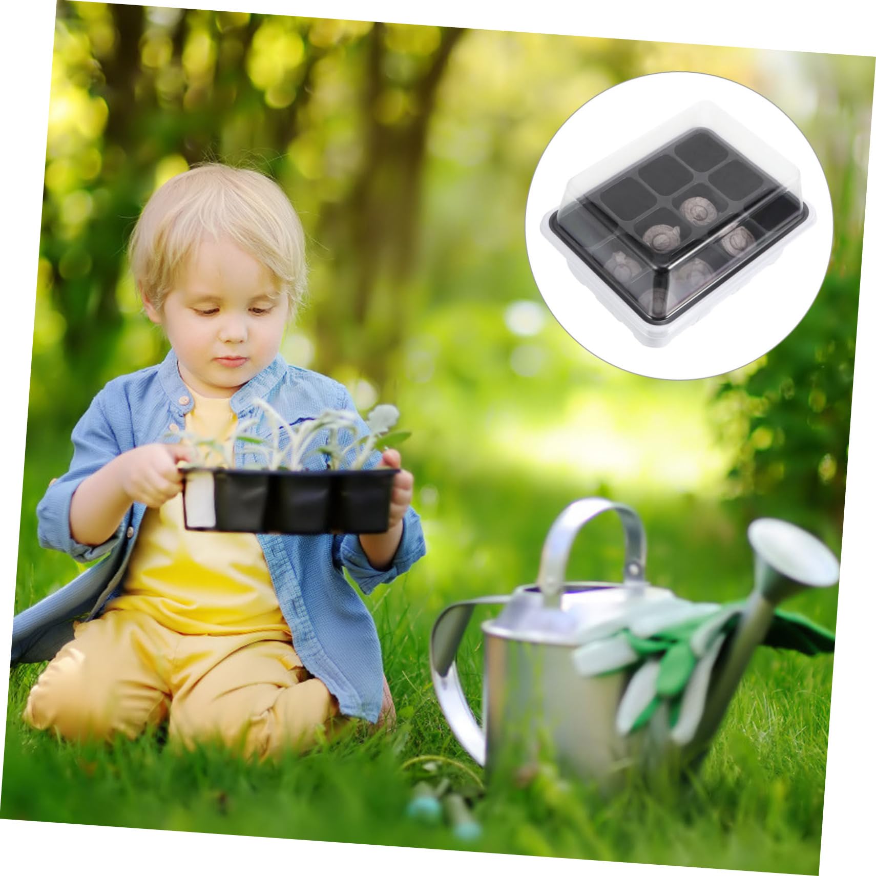 Kisangel 3 Juegos Caja De Vivero Bloque De Vivero Invernadero Drenaje Cuadrado Macetas De Germinación Cubo Alimentos De Origen Vegetal Aire Cúpula Plantas Mini El Plastico 12 Uds * 3