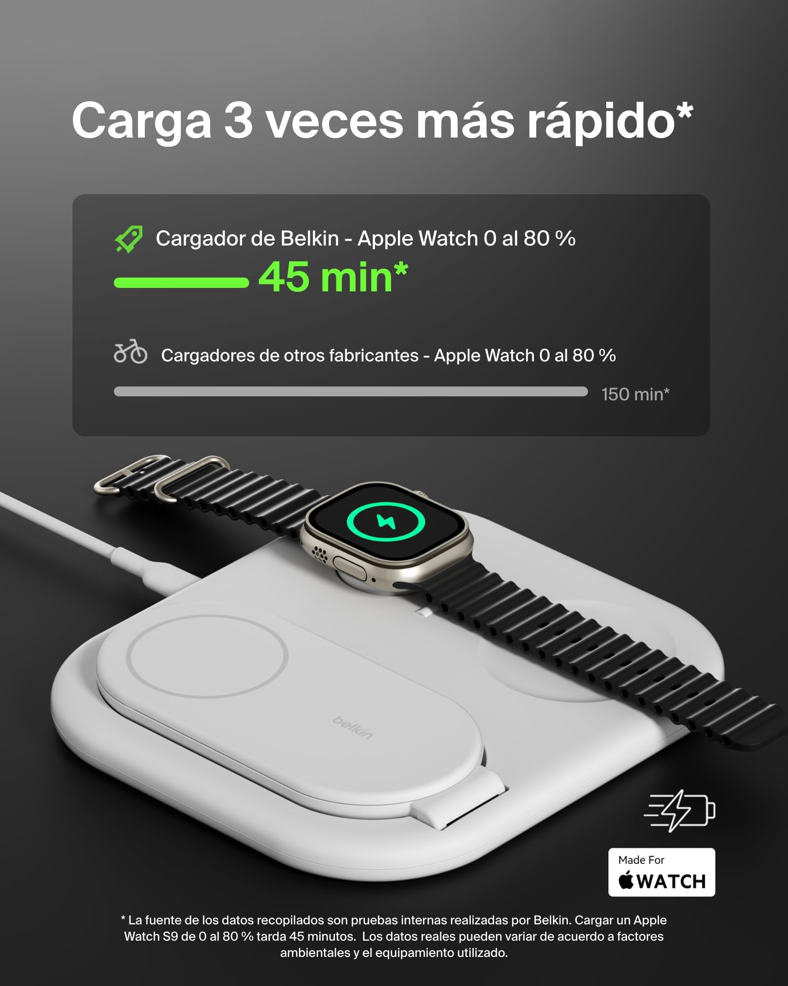 Belkin BoostCharge Cargador Magnético Plegable 3 en 1 con Qi2, 15W, Estación de Carga Rápida Compatible con MagSafe, para iPhone 17, Air, Pixelsnap, Apple Watch, AirPods, Base Antideslizante - Blanco