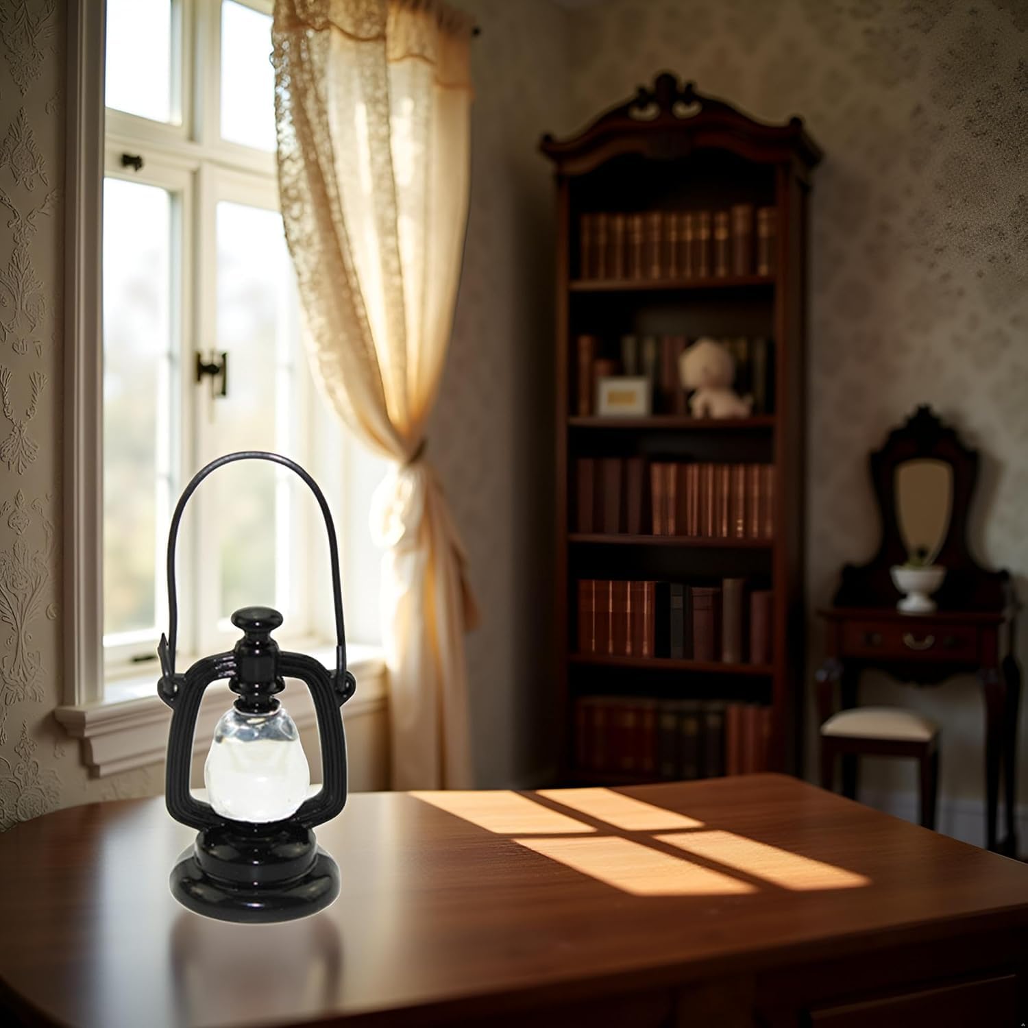 Black Dollhouse Decoration Accessories, 1:12 Dollhouse Miniature Scene Model Hurricane Lantern Play Kit - Image 4
