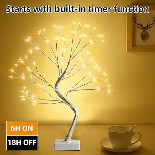 Miniatura 7 de PEIDUO Luz de árbol bonsái de mesa, lámpara de árbol de 108 LED para decoración de habitación, árbol de luz de hadas con 9 modos y temporizador,