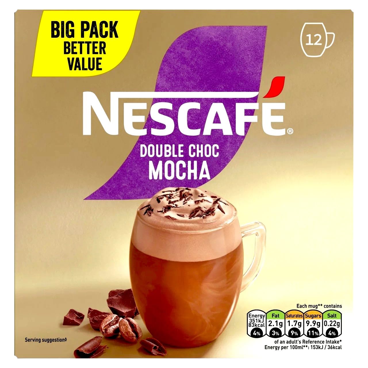 NESCAFÉ Double Choc Mocha x12 Instant Coffee Sachets (Pack of 6