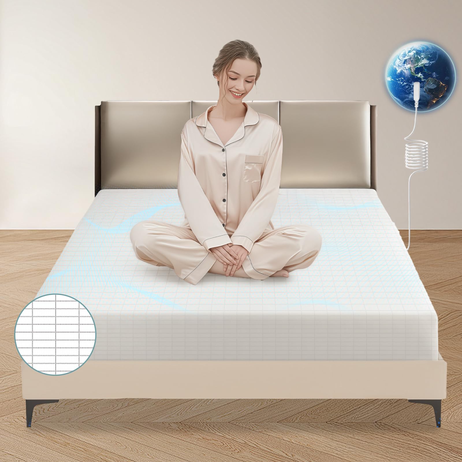 Grounding Sheets King, Grounding Sheet,Silver Fiber,Grounded Bed Sheet Kit,Deep Pocket Grounded Bed Sheet,Well Bedding for Better Sleep & Wellness(