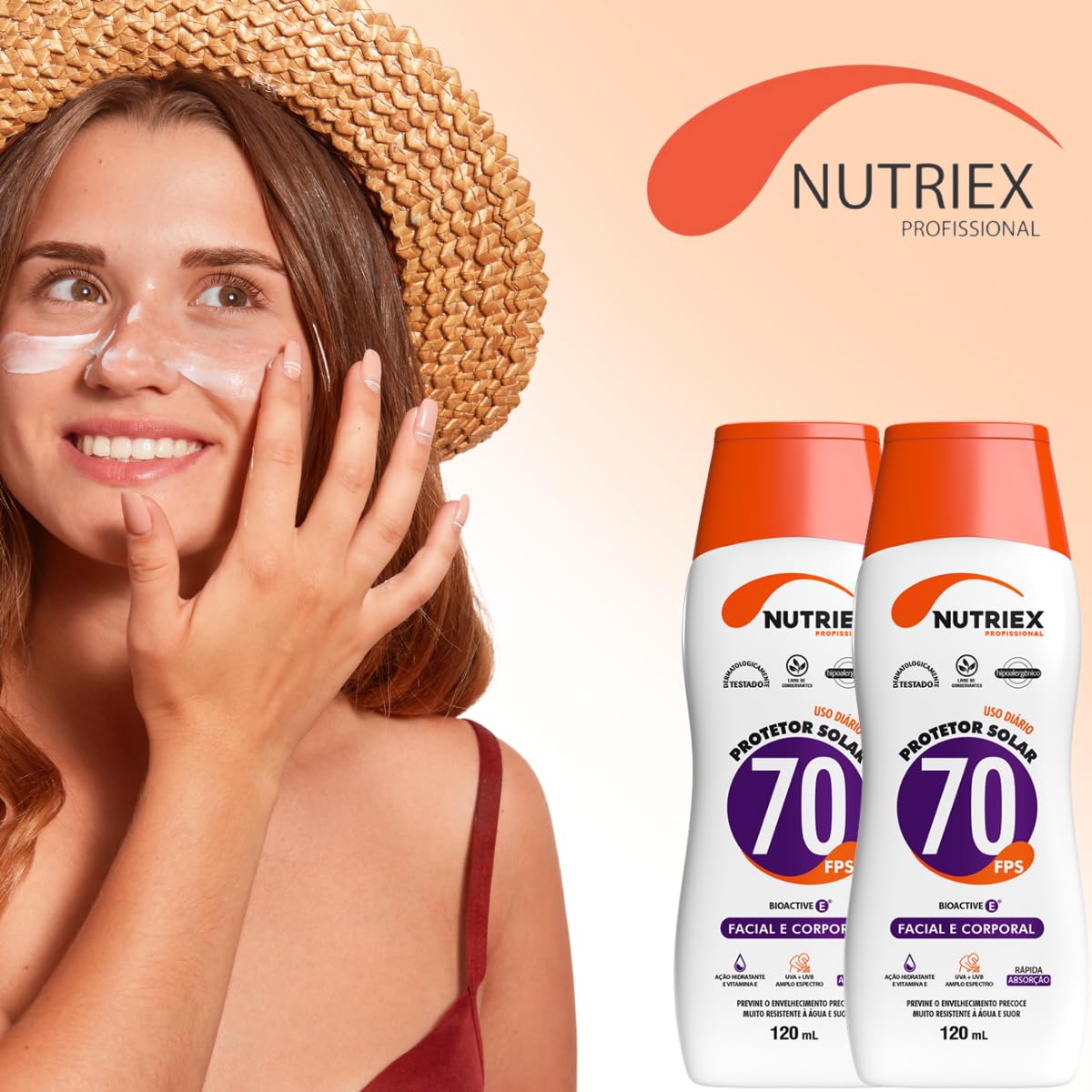 Kit 2 Protetor Solar Soldador Fps 70 Facial Nutriex 120ml em promoção! Veja a oferta e mais achadinhos de Corpo 5 Hoje é o melhor dia para comprar Kit 2 Protetor Solar Soldador Fps 70 Facial Nutriex 120ml com aquele preço maroto! Promoção! Aproveite a oferta! 5