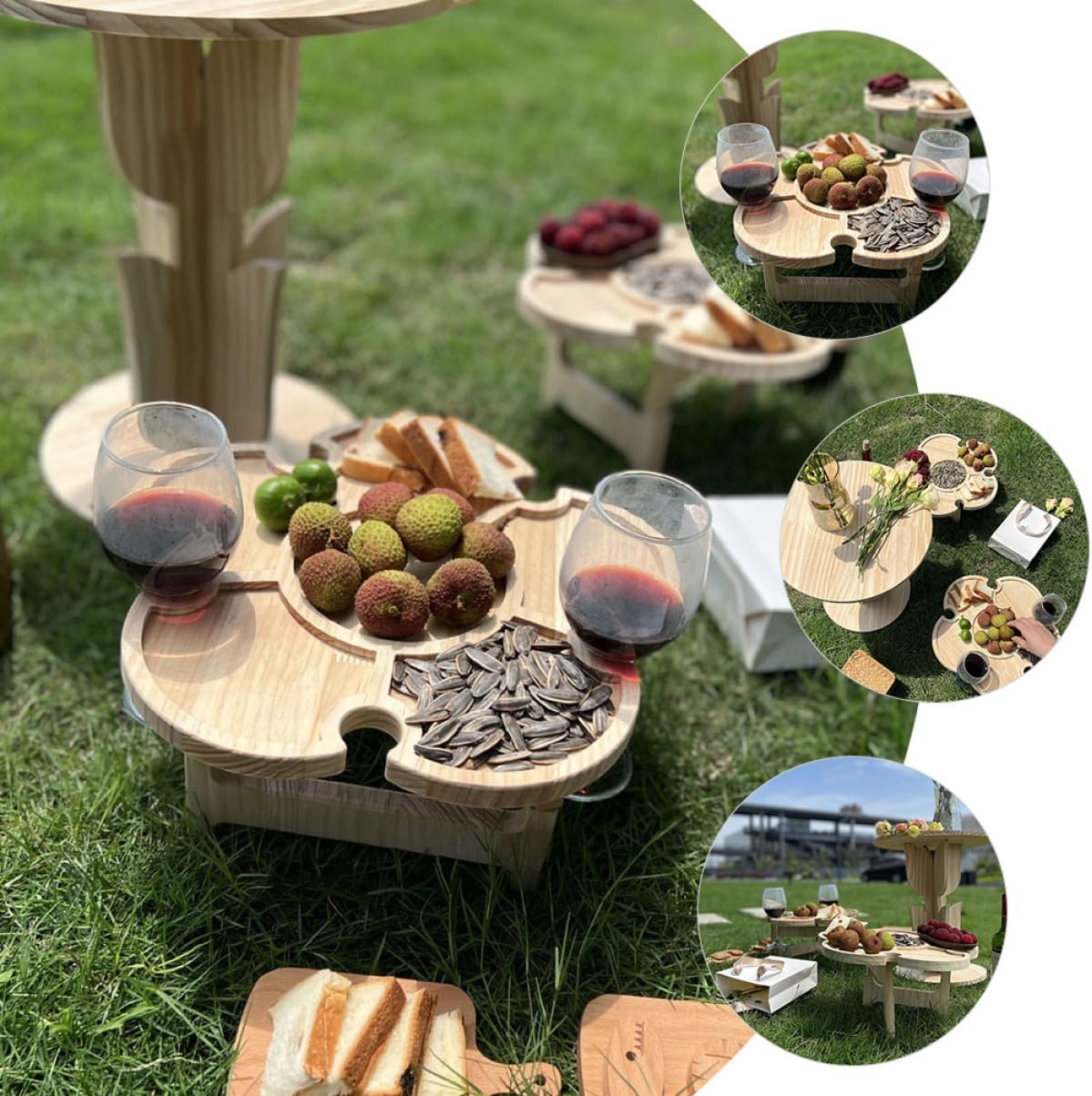 Outdoor Portable Folding Wine Rack Table Lightweight Wooden Picnic Desk for Beach Camping Wine Festivals and Easy to Use for Outdoor Gatherings