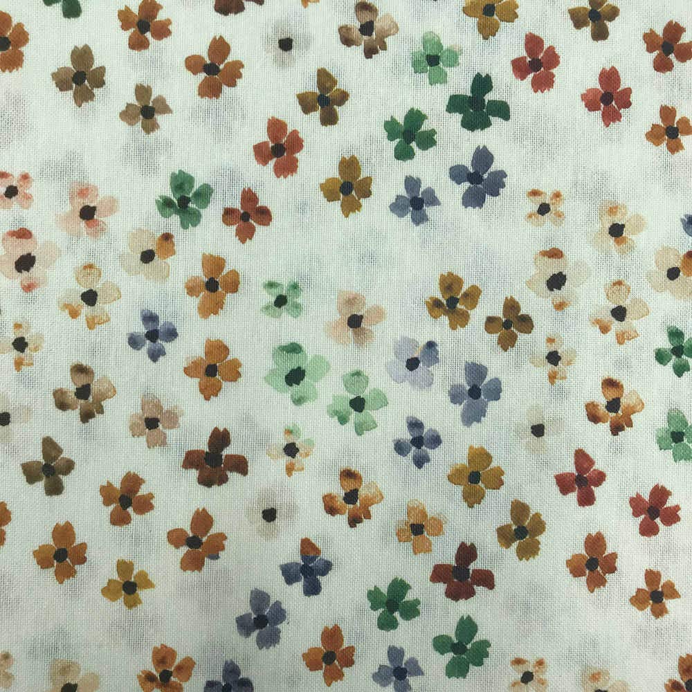Kt KILOtela - Tela de loneta resinada - Mantelería Antimanchas - Retal de 100 cm Largo x 140 cm Ancho | Flores - Marrón ─ 1 Metro