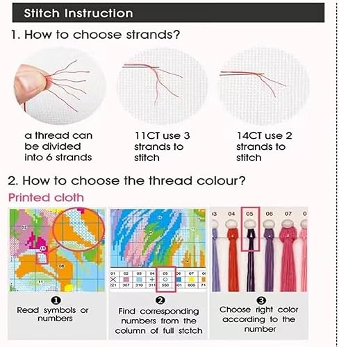 Miniatura 7 de Fanxvivy Kits de punto de cruz estampado para adultos, patrones de punto de cruz impresos, 11CT estampado o contado, kit de bordado de punto de