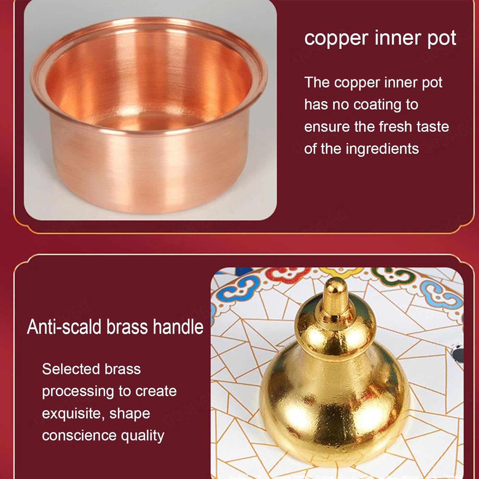 Olla Caliente Antigua, Olla Caliente China De Cobre, Olla Caliente De Cobre Cloisonné, Olla Individual De Autoservicio Para Comer, Olla Individual Esmaltada, Olla Para Cocina De Inducción Doméstica,