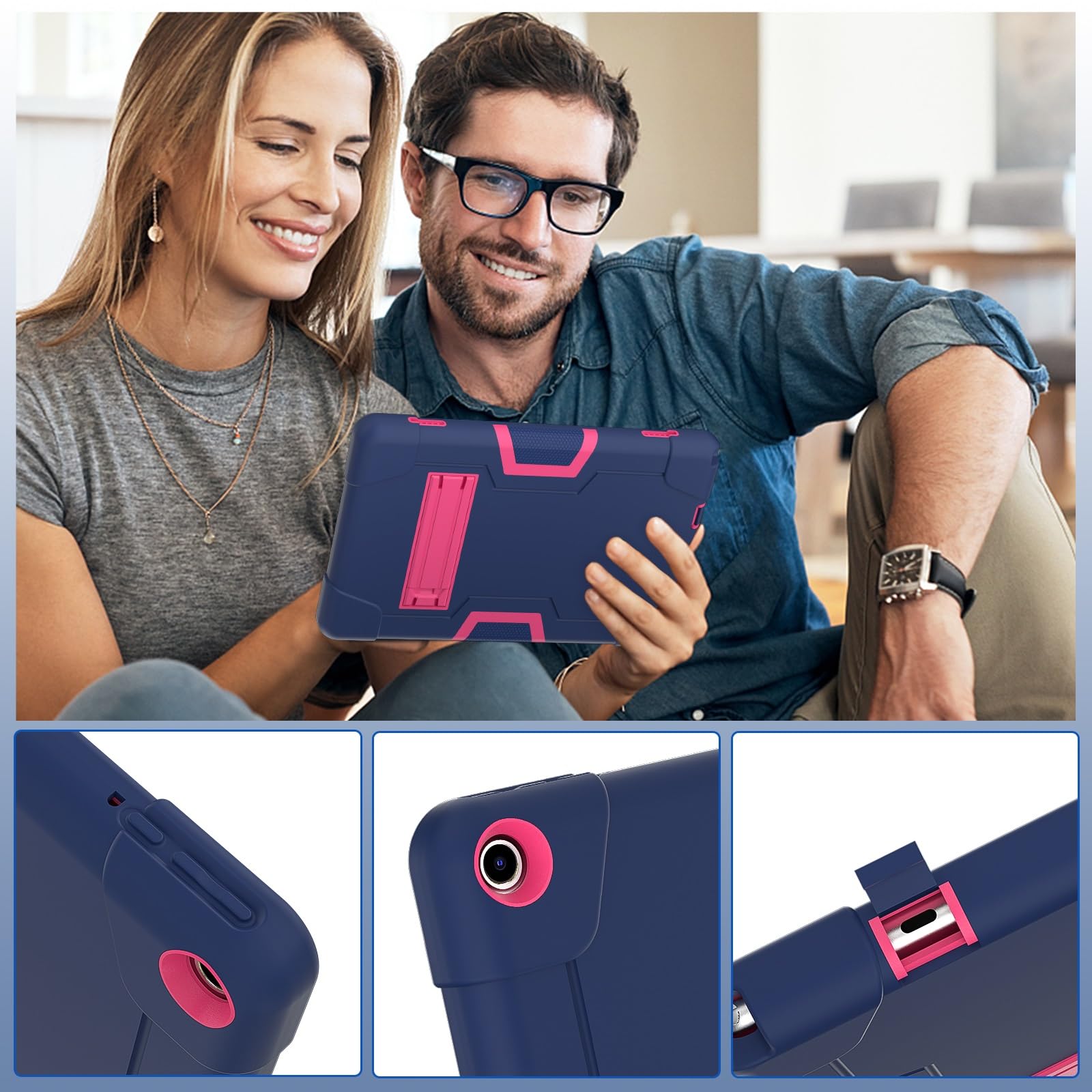 Custodia protettiva per tablet PC Custodia protettiva compatibile con Walmart Onn 10.1 2022 Modello Gen 3 10.1 pollici 100071485 Custodia in silicone per tablet con cavalletto, guscio resistente