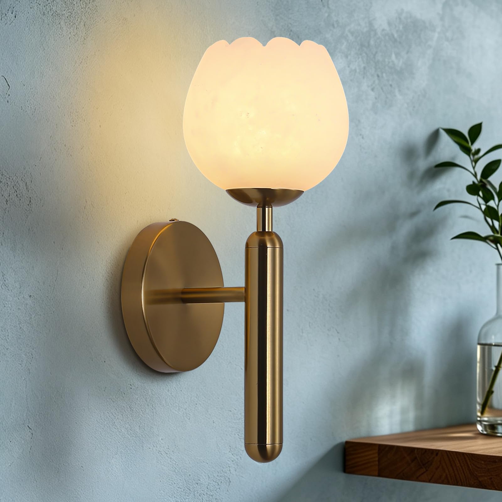Photo 1 of Golbasdena Alabaster Wall Sconce, Gold