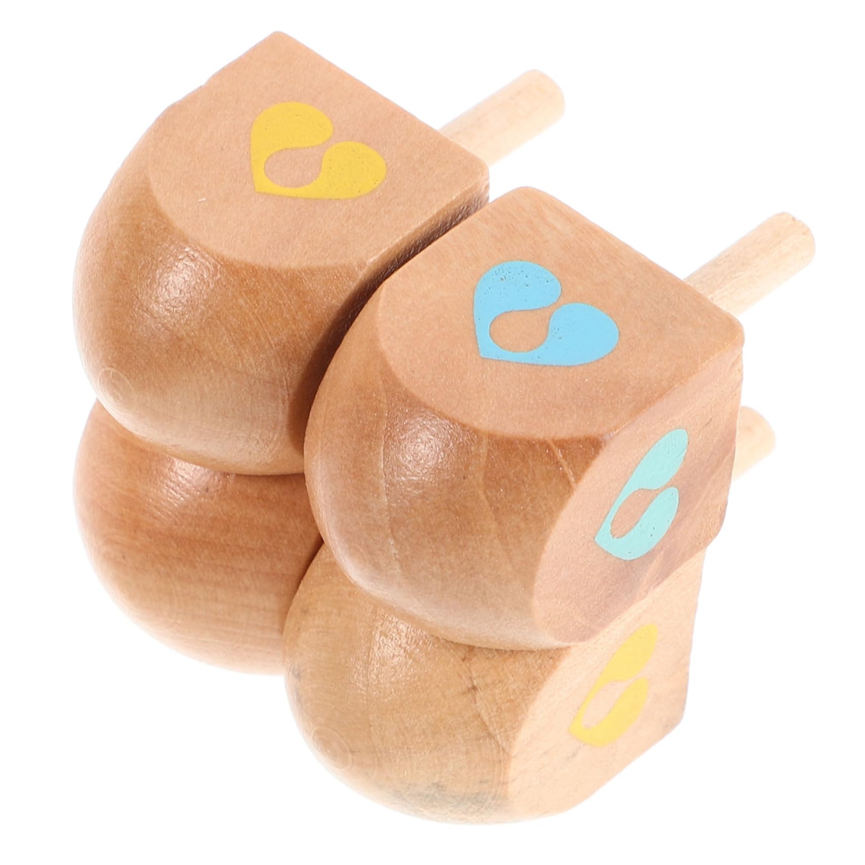 ifundom Hanukkah Wooden Dreidel 4pcs Unfinished Natural Wood Top DIY Decorate Educational Top Toy Gyroscope Fidget for Kids