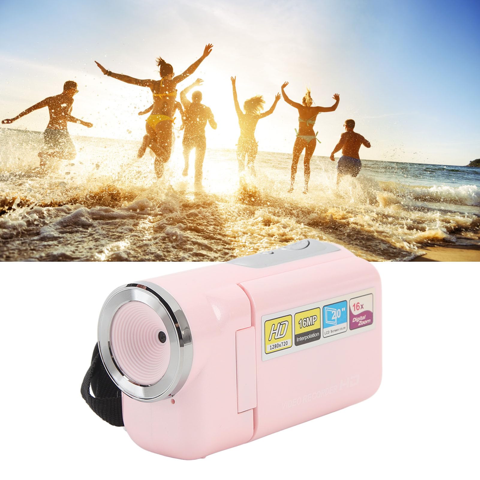 Elprico Videocamera HD 16MP Digitali per Vlogging, per Bambini, Schermo TFT 2 Pollici 18X Zoom