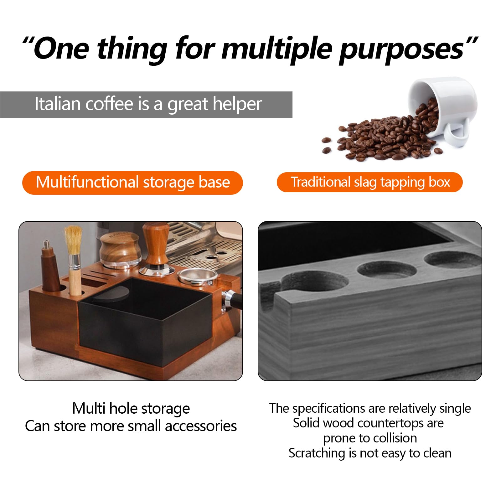 Set Stazione Pressatura Caffè 58 Mm In Legno Di Faggio - Con Pressino, Distributore E Imbuto - AquatiQ - 3