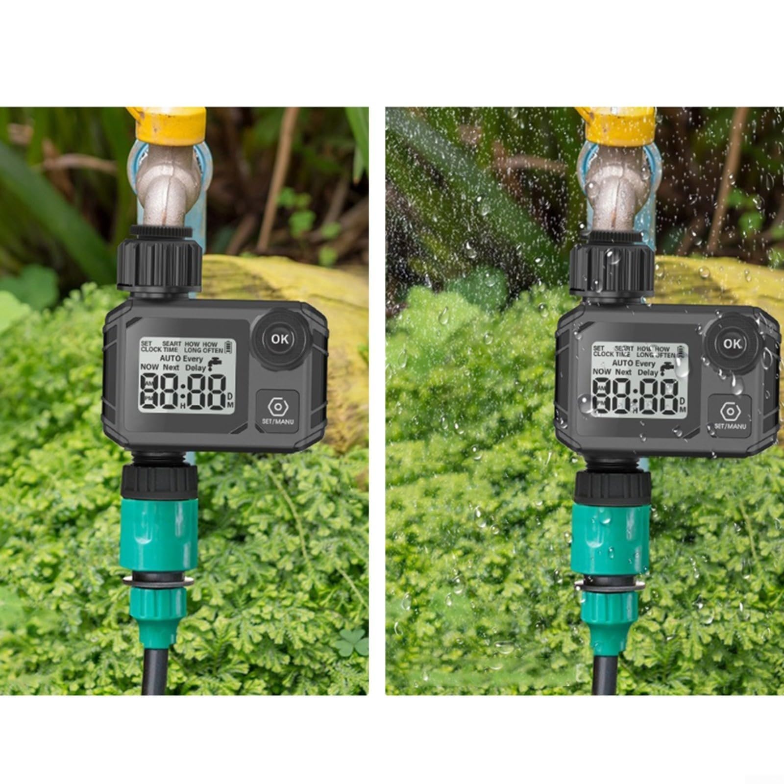 Timer automatico per irrigazione con ritardo della pioggia, regolatore di irrigazione digitale LCD da giardino, prato, campo vegetale, modalità manuale fino a 59 minuti