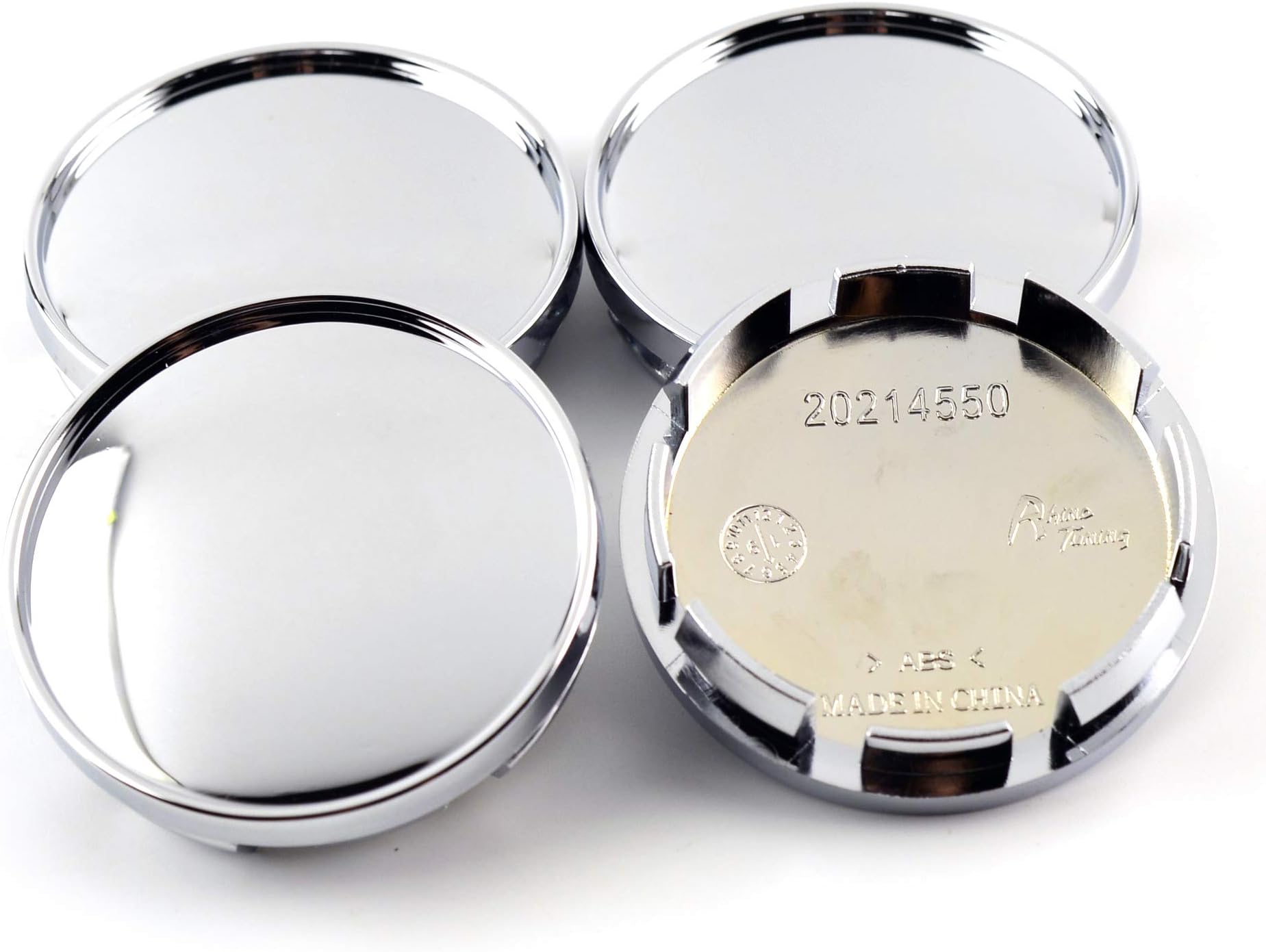 RTRHINOTUNING4PCS 61mm(2.4in)/56mm(2.18in) Car Wheel Center Hub Caps OD: 2.4"(61 mm) ID: 2.18"(56 mm) Chrome Silver