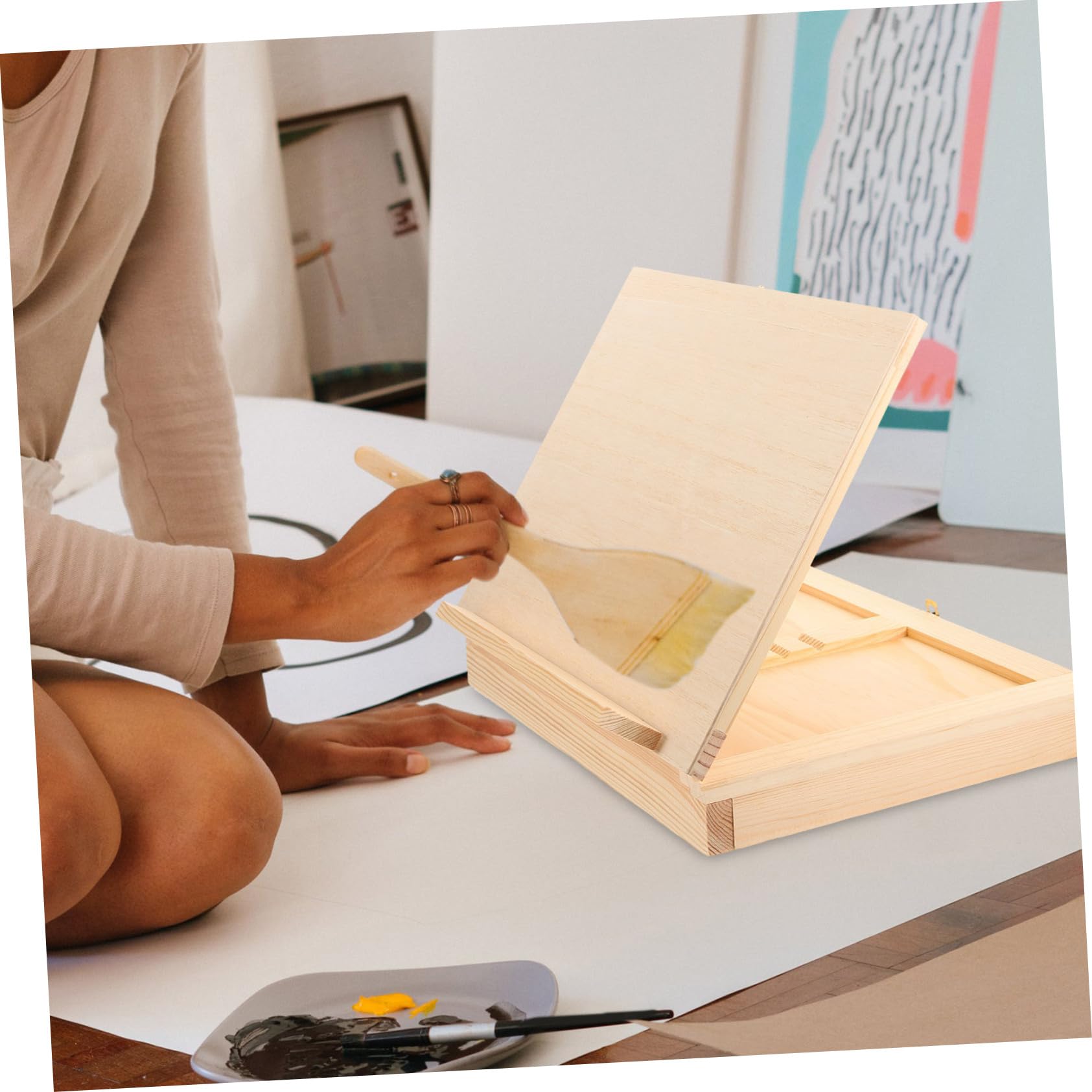 TEHAUX Tablero De Dibujo Portátil Con Almacenamiento De Madera Duradera Para Artistas y Pintura