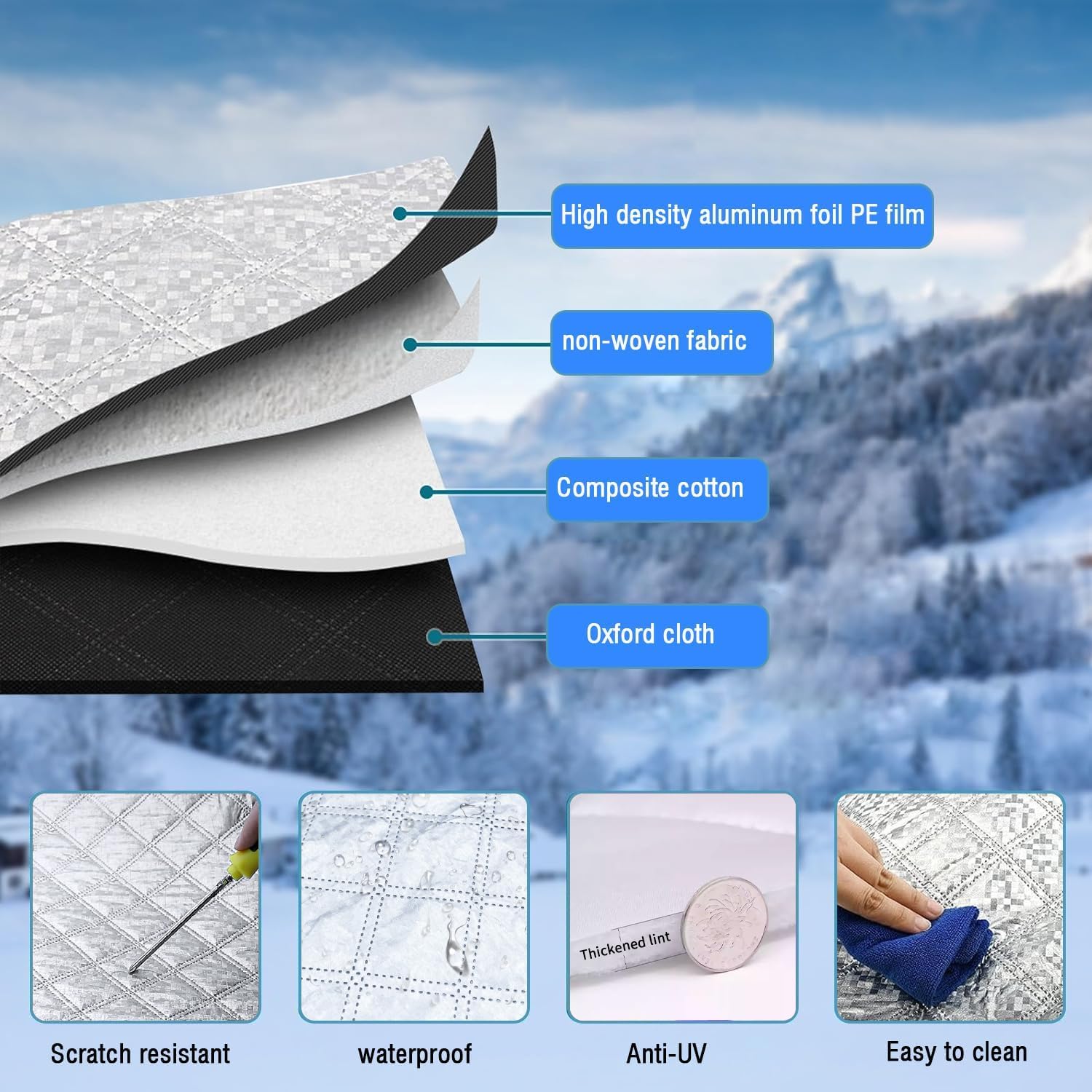 Telo Antigrandine per Auto, Copriauto Protezione con Corda Antivento, Impermeabile e Antigraffio Coperta per Berlina Sotto I 5 M (5,2 X 2,3 M)